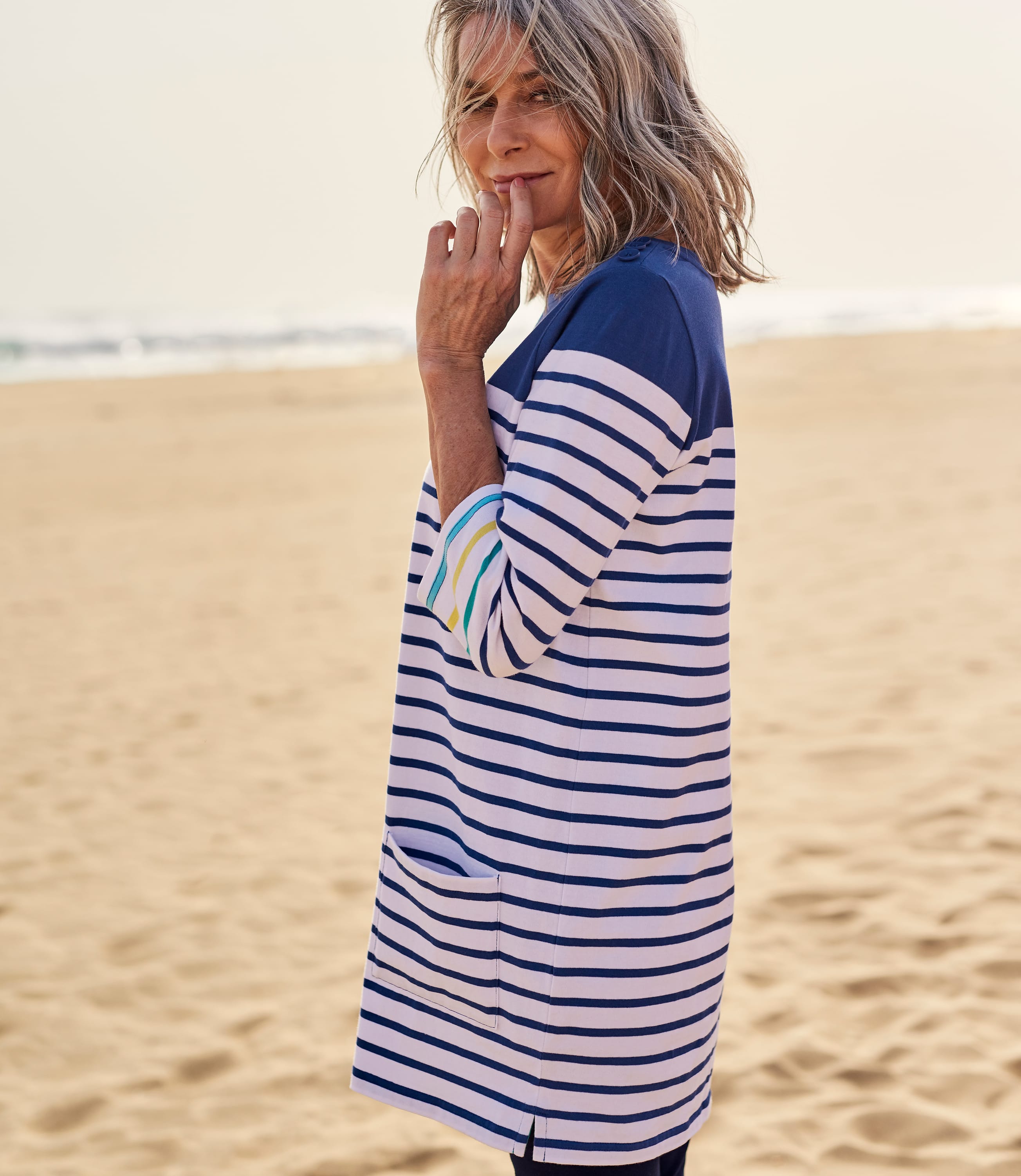 Stripe | Womens Nautical Button Tunic | WoolOvers UK