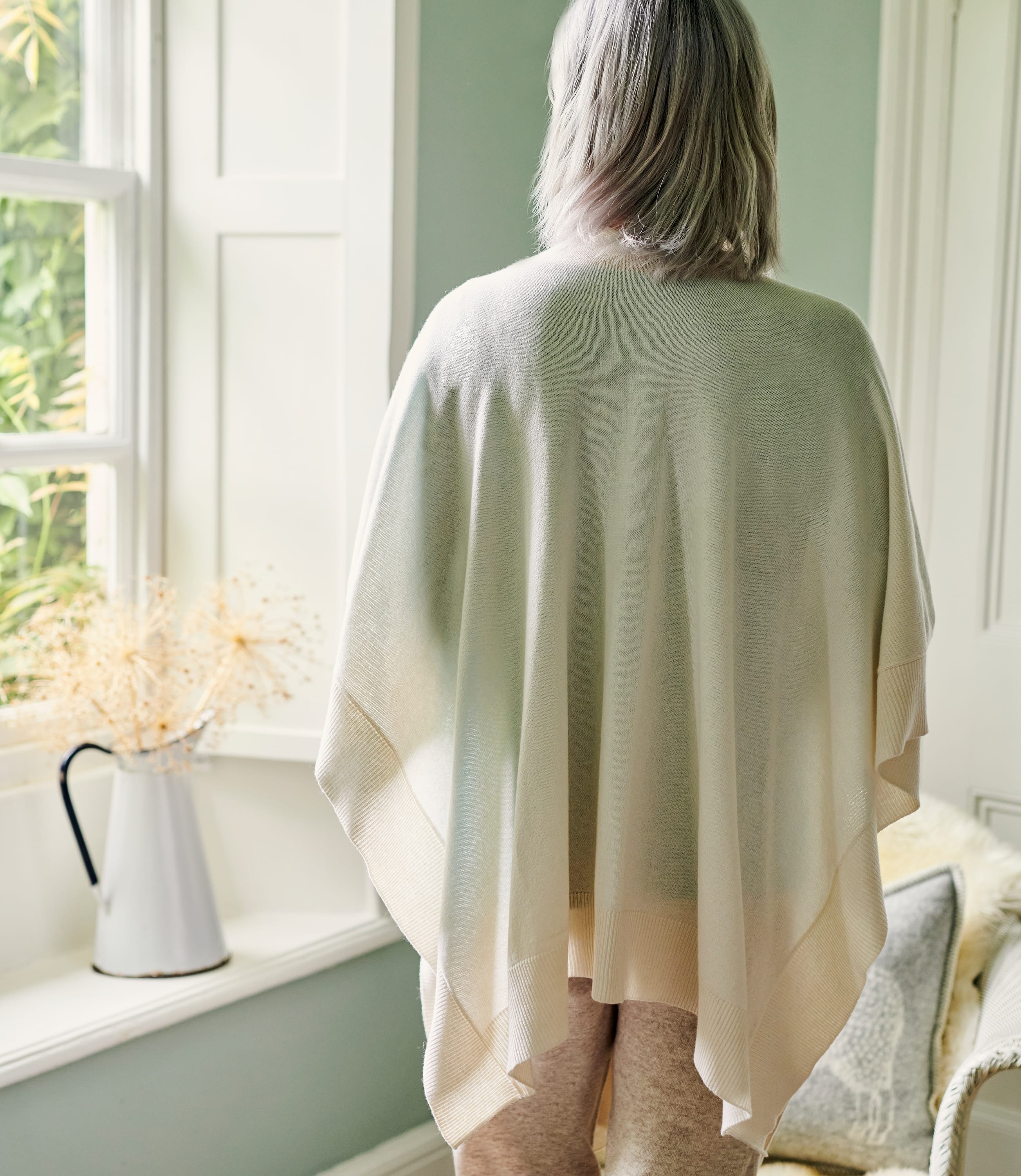 Cream Cashmere & Merino Blend Blanket Wrap WoolOvers UK