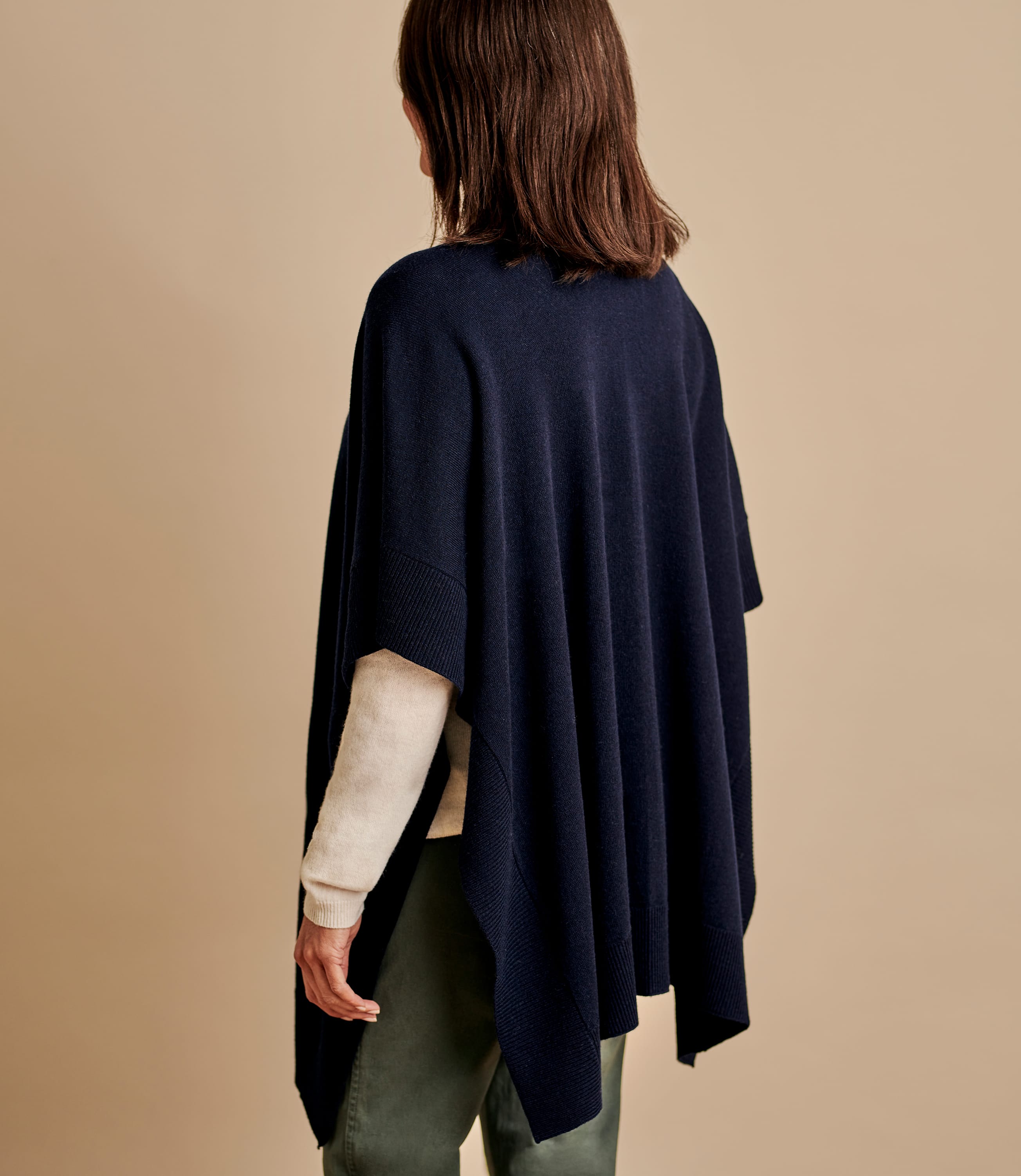 Navy Cashmere & Merino Blend Blanket Wrap WoolOvers UK