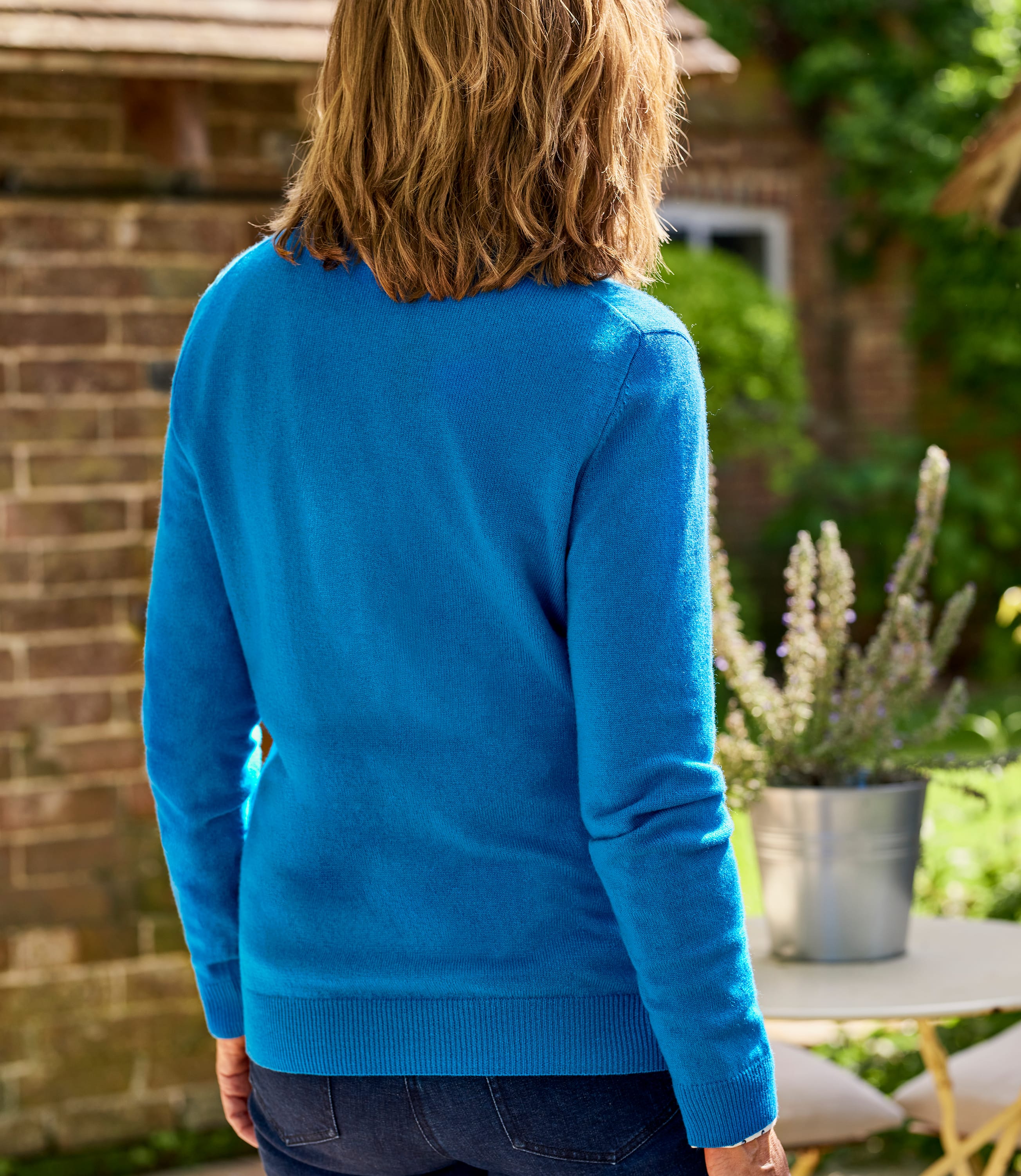 Celestial Blue | Cashmere & Merino V Neck Knitted Jumper | WoolOvers AU