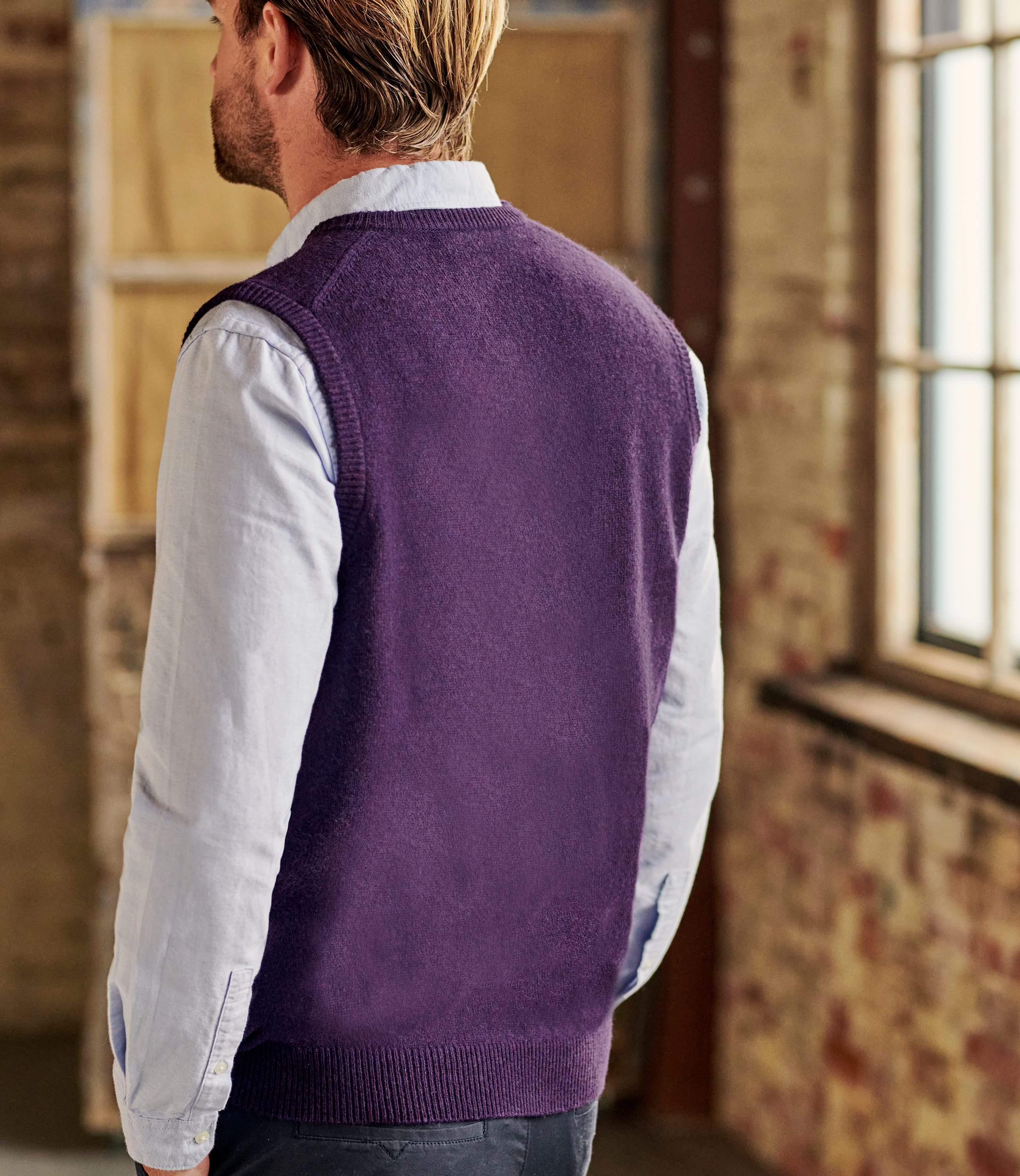 Purple Wine Lambswool Knitted Vest WoolOvers US