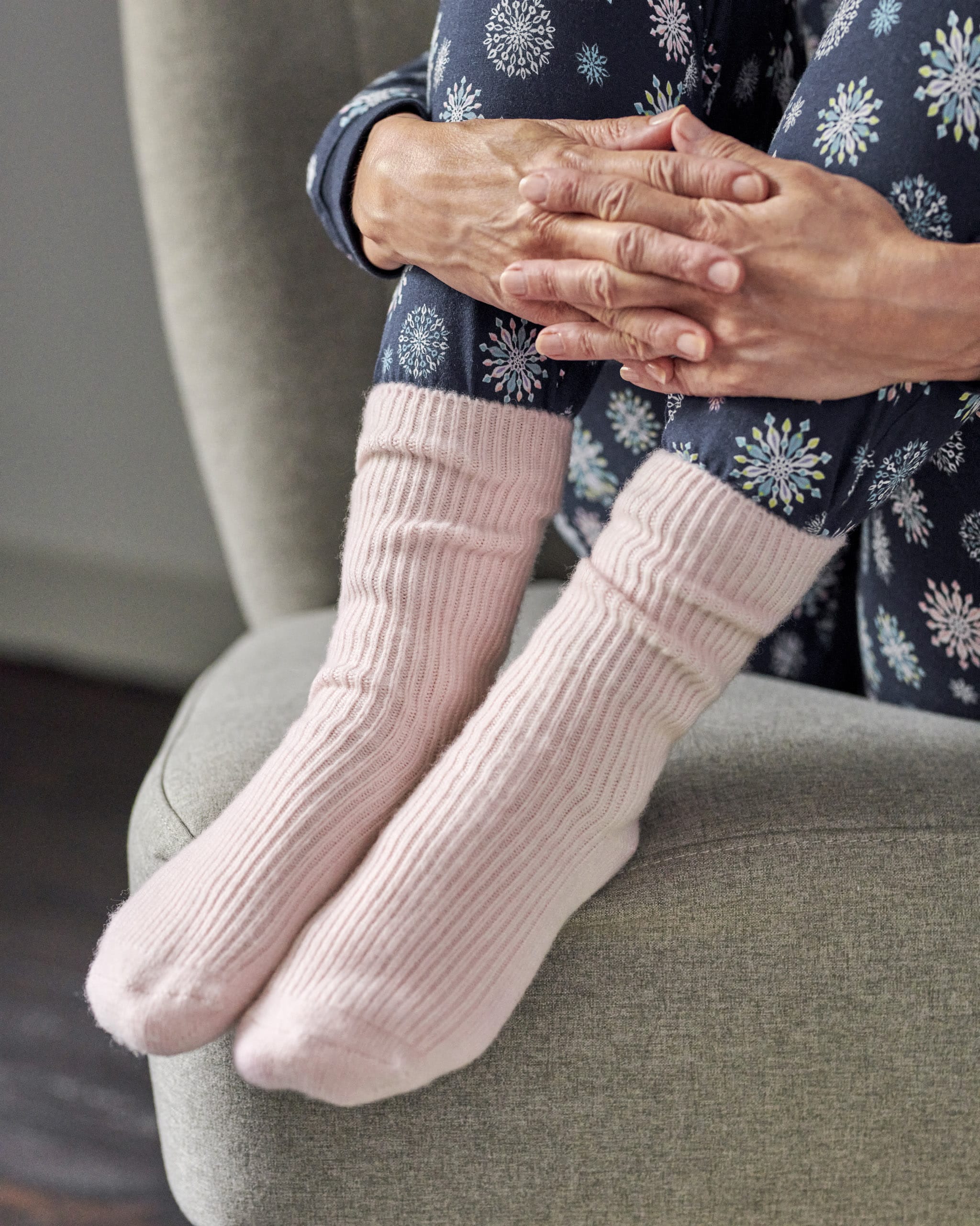 Confetti Pink Womens Cashmere Merino Bed Socks Woolovers Uk