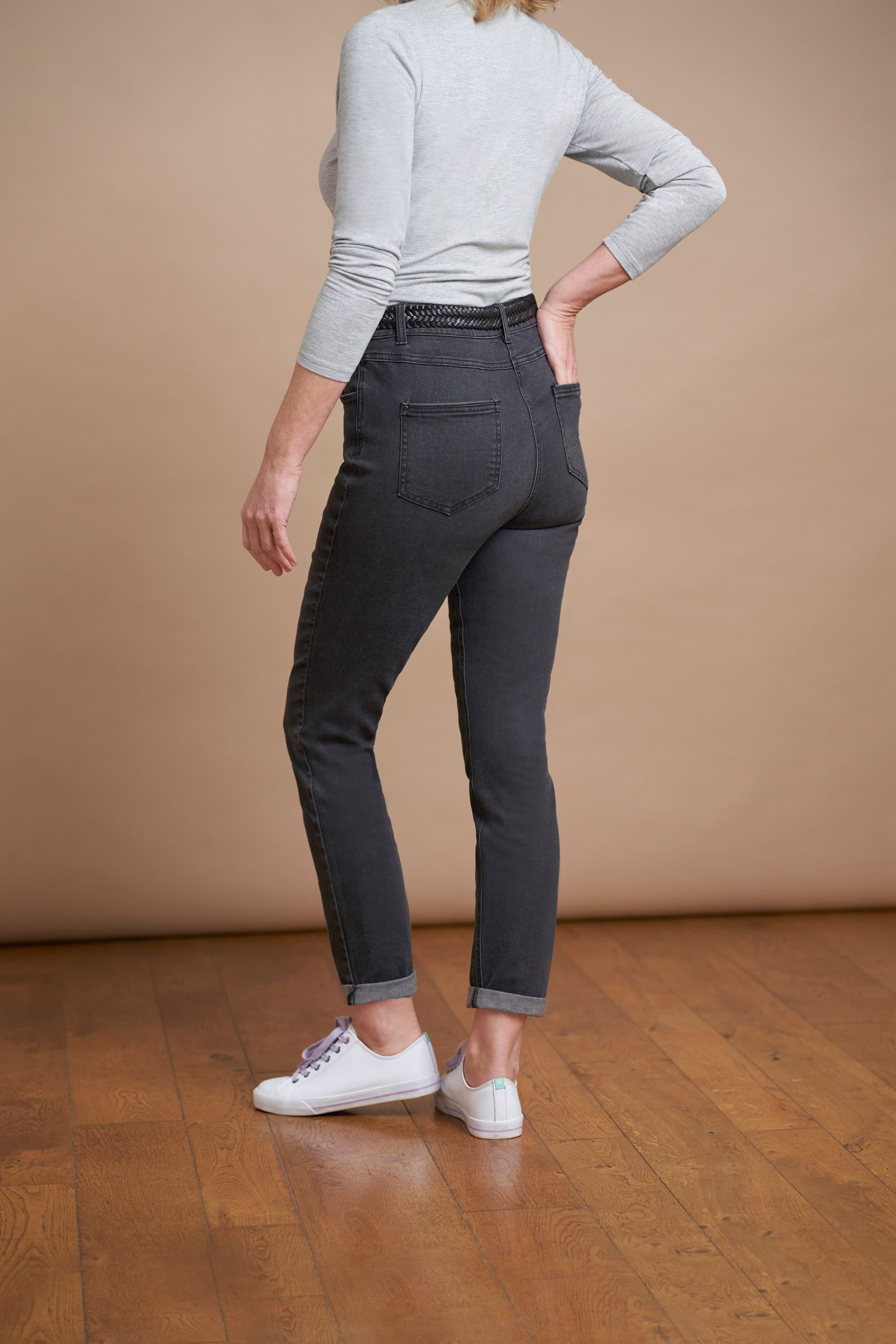 Dark Charcoal 97 Cotton & 3 Elastane Straight Jeans