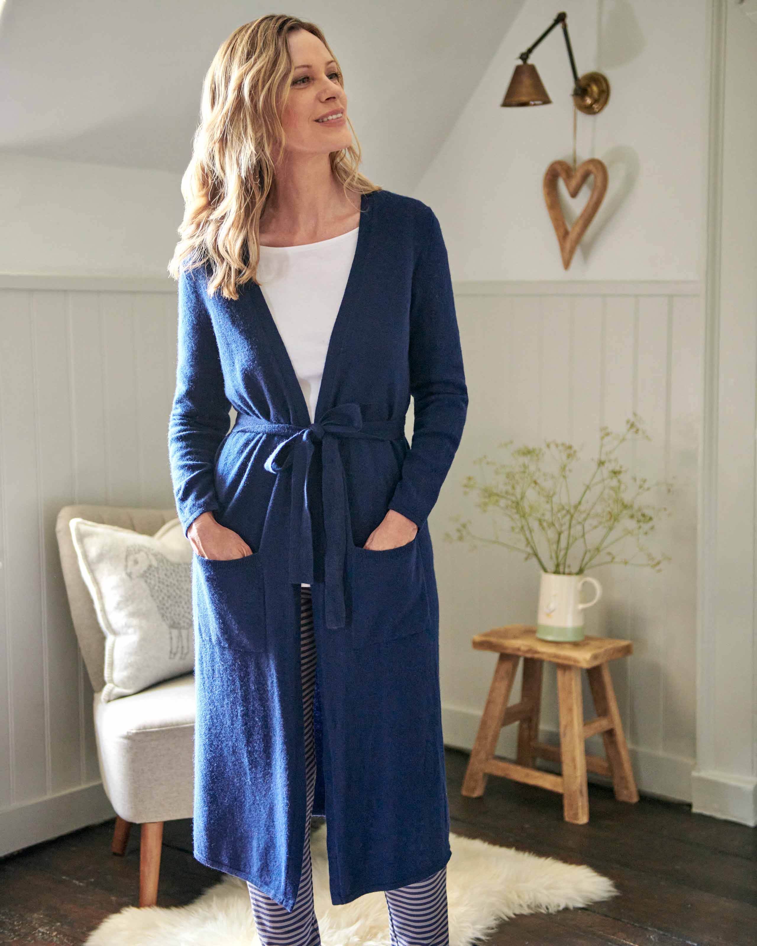 Neo Navy Cashmere & Merino Luxe Dressing Gown WoolOvers UK