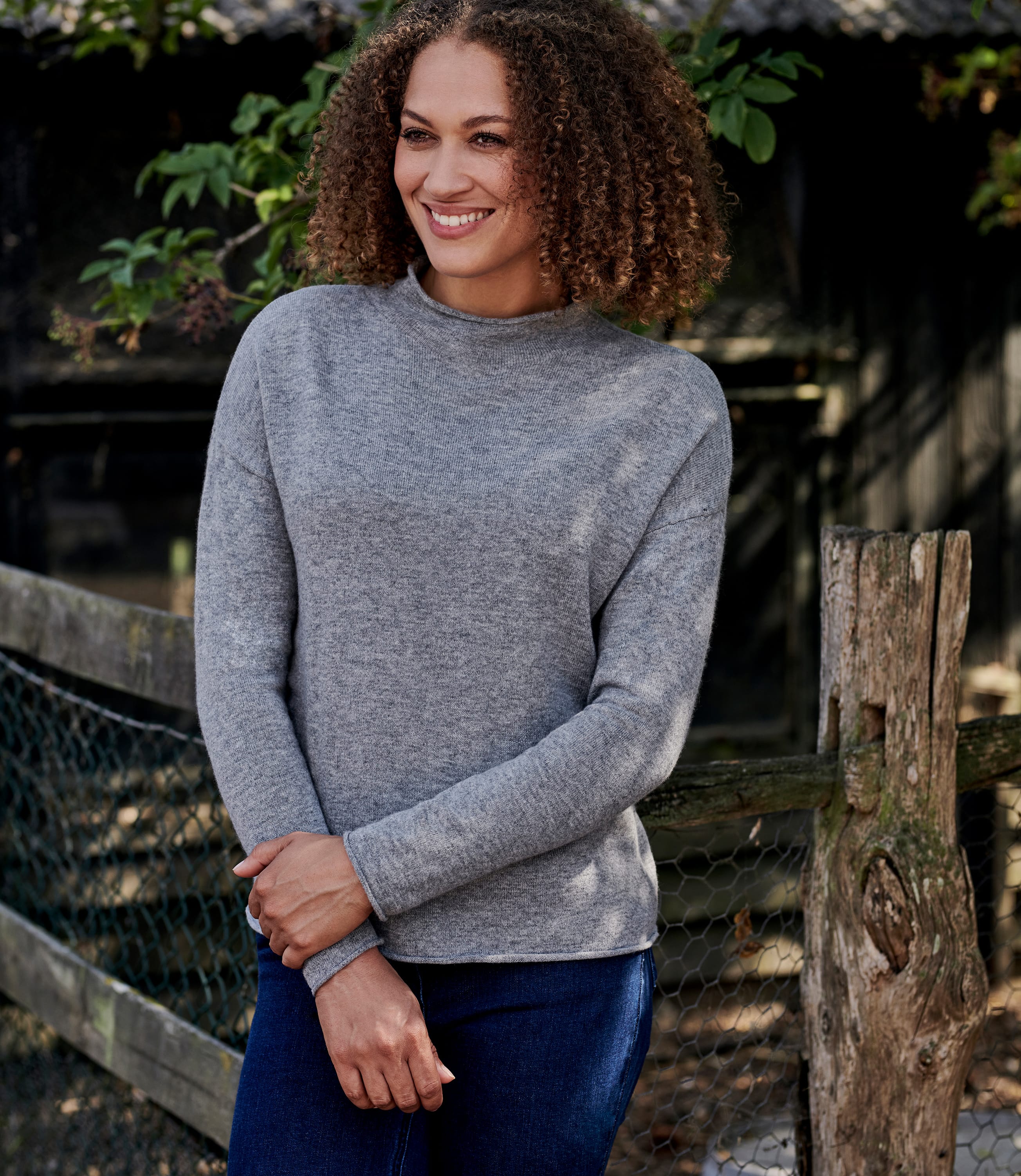 Download Grey Marl | Womens Cashmere Merino Mock Neck Jumper ...