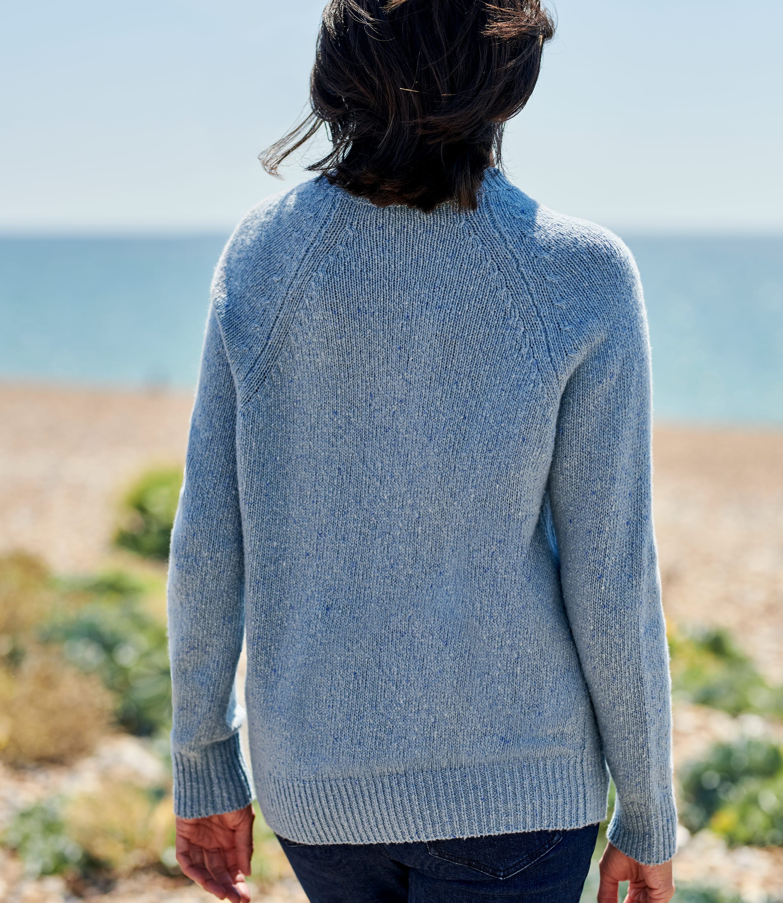 Blue Marl | Cashmere Blend Tweedy Effect Raglan Sleeve Jumper ...