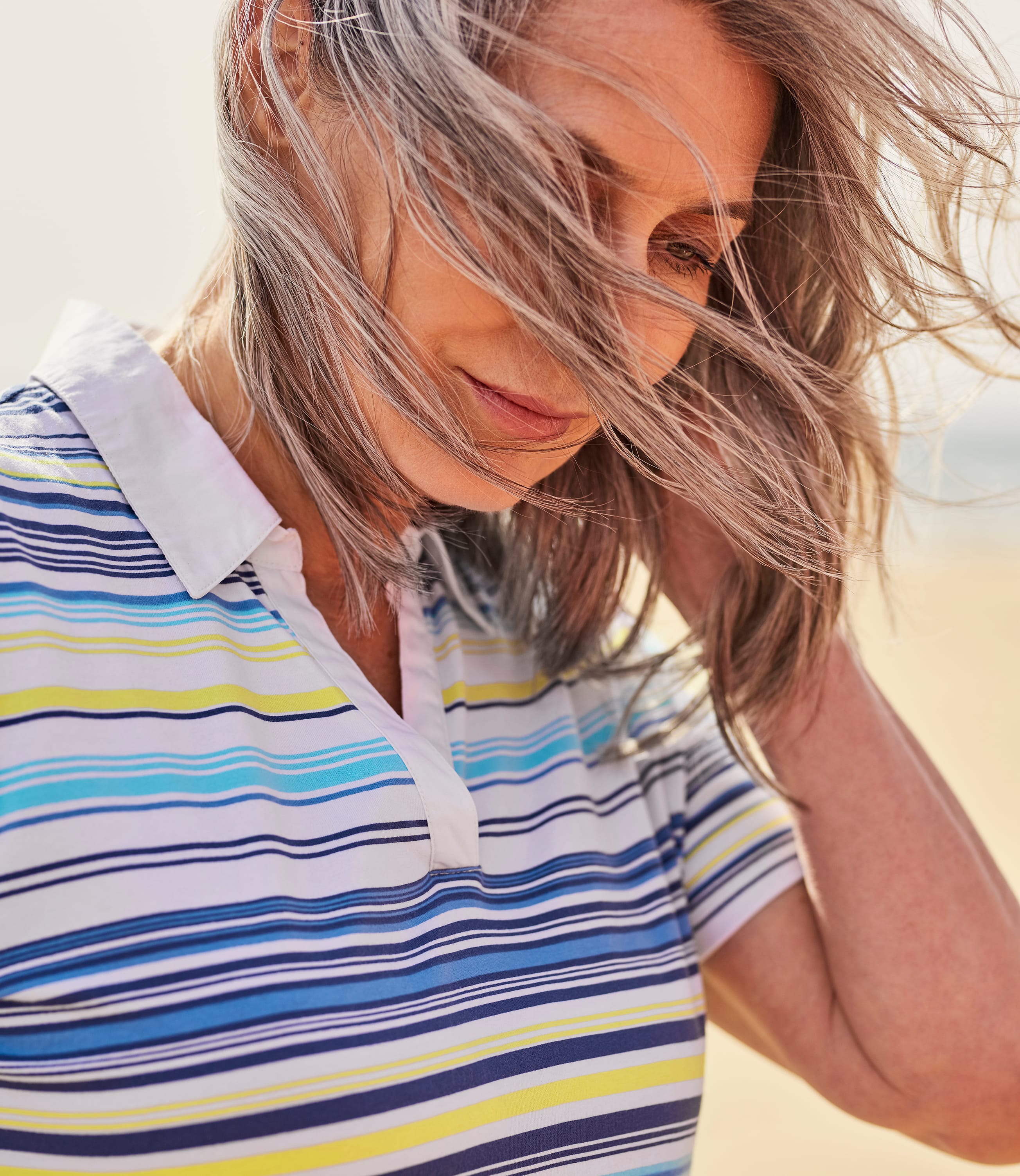 Multi Stripe Womens Jersey Polo Shirt WoolOvers US