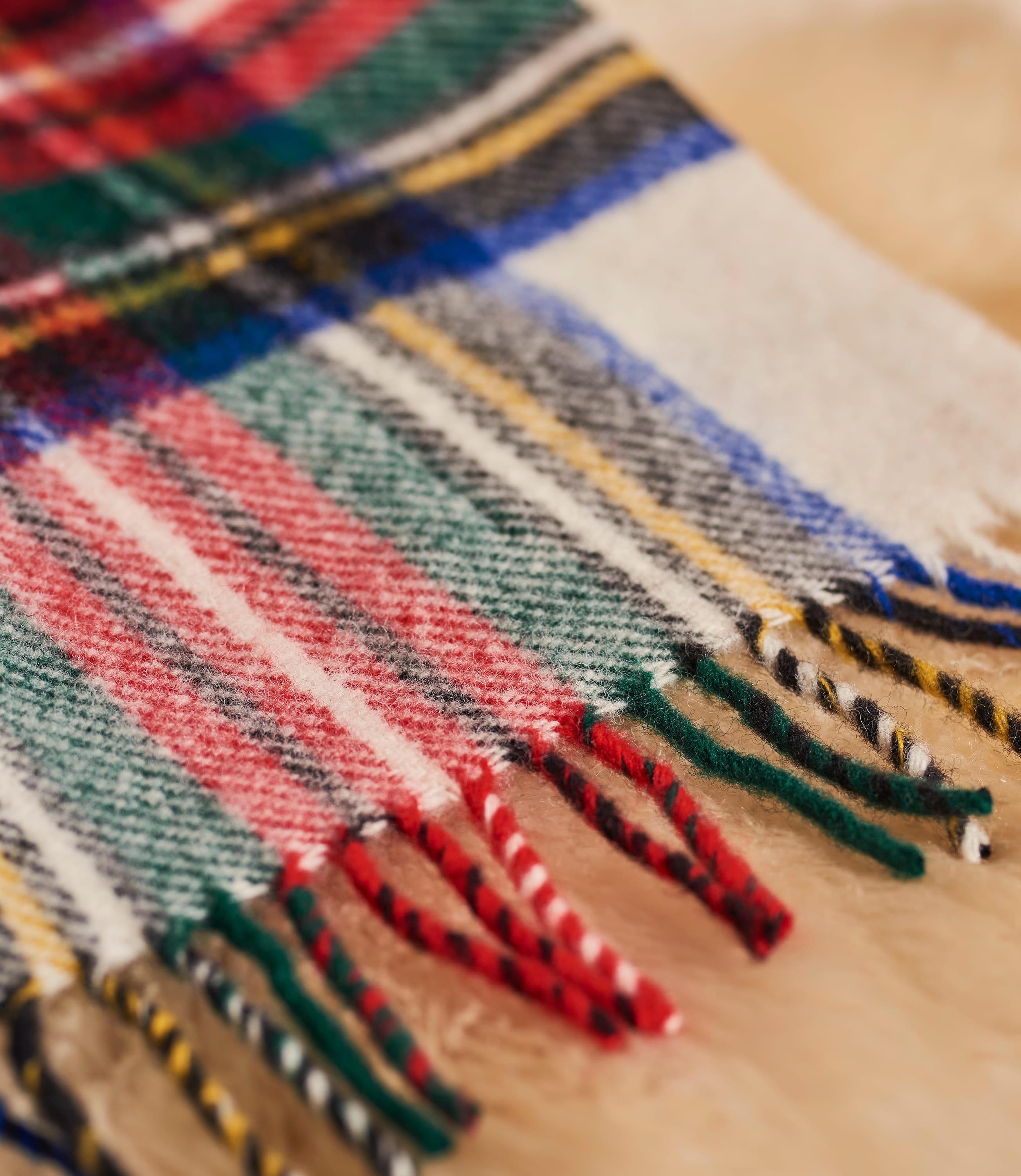 Cream Tartan Pure Wool Tartan Knee Blanket WoolOvers US