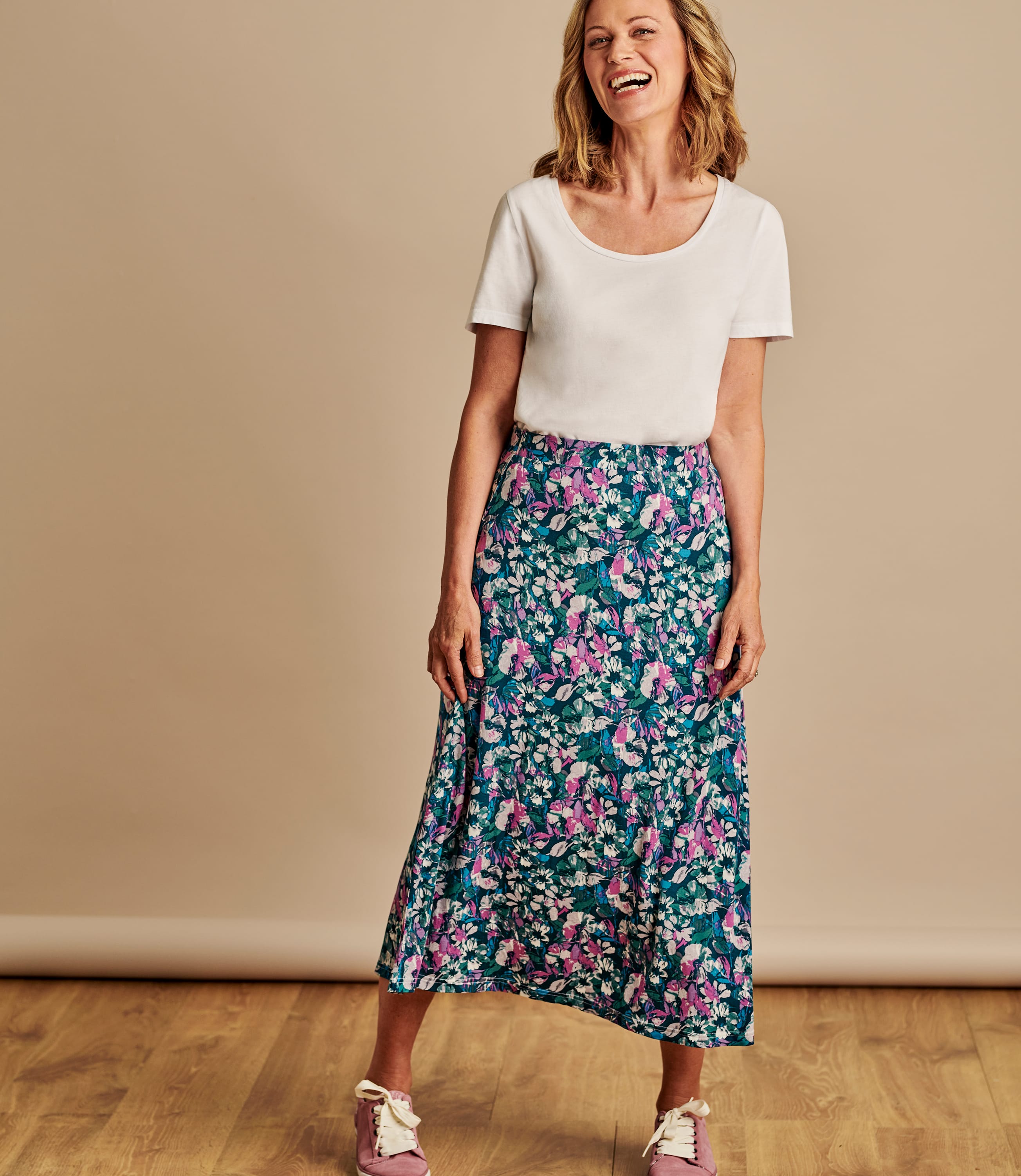 Watercolour Floral | Womens A Line Skirt | WoolOvers UK