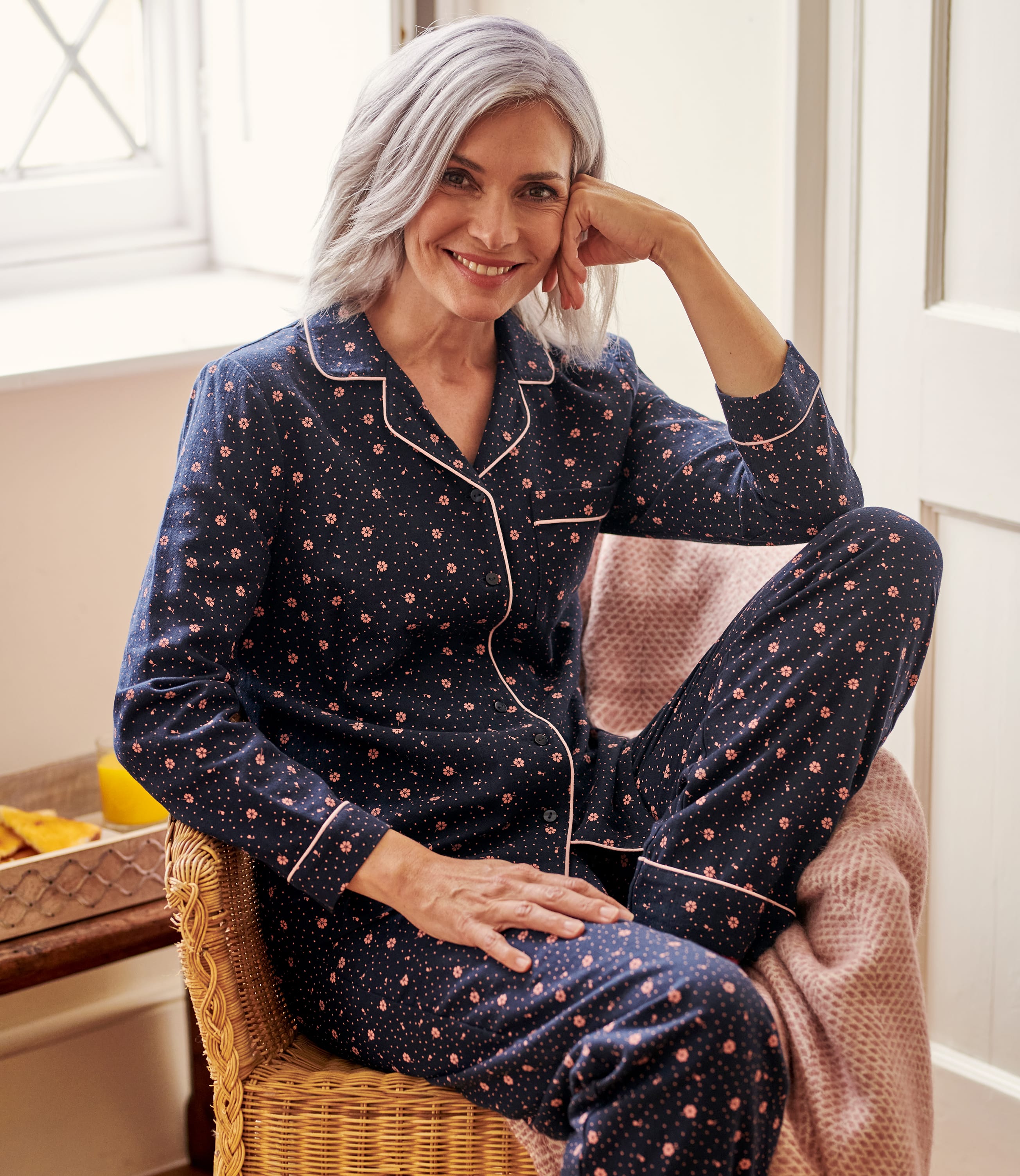 Spot Floral Brushed Cotton Pj Shirt WoolOvers AU
