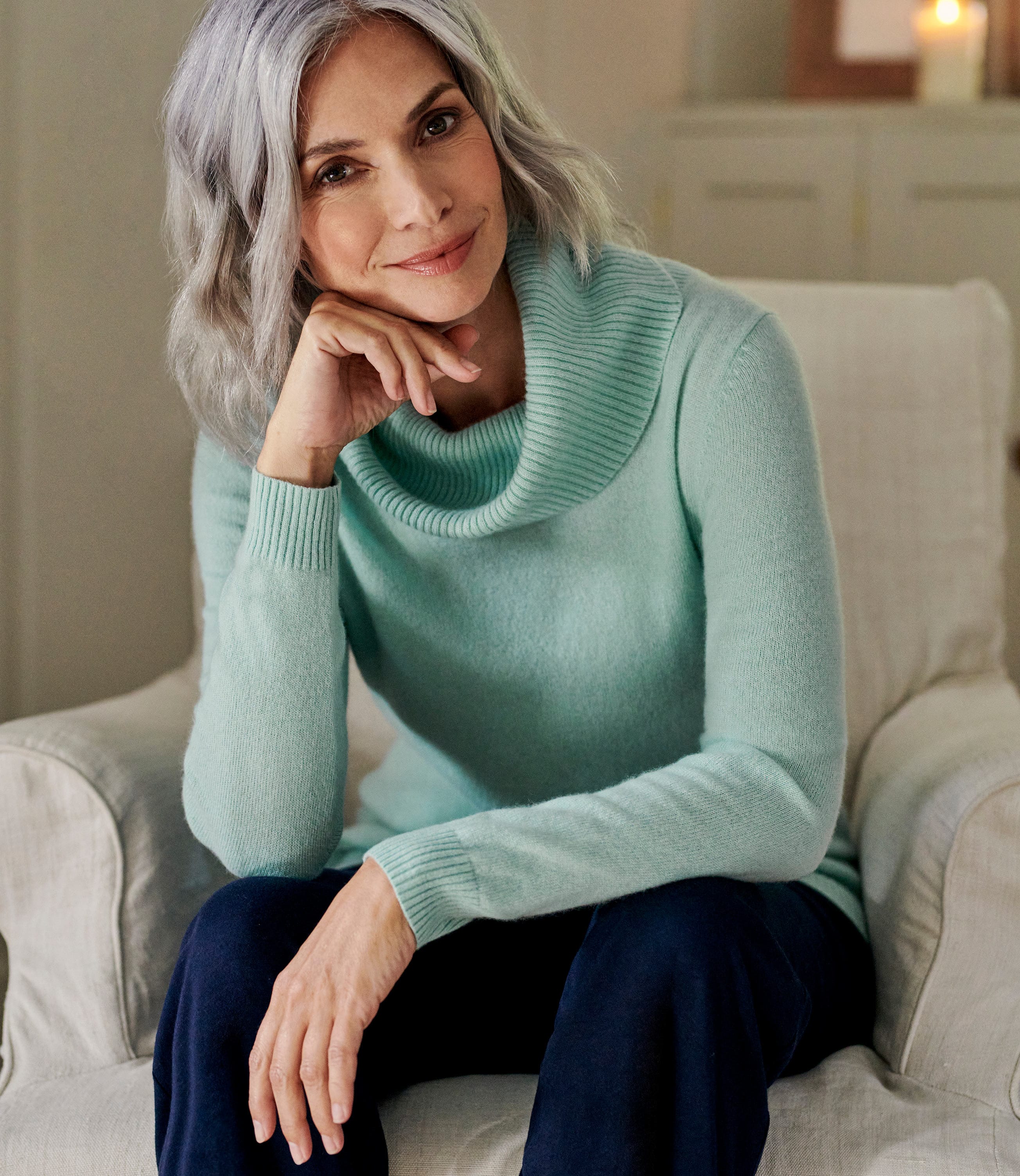 Aqua Wash | Pure Cashmere Cowl Neck Jumper | WoolOvers UK