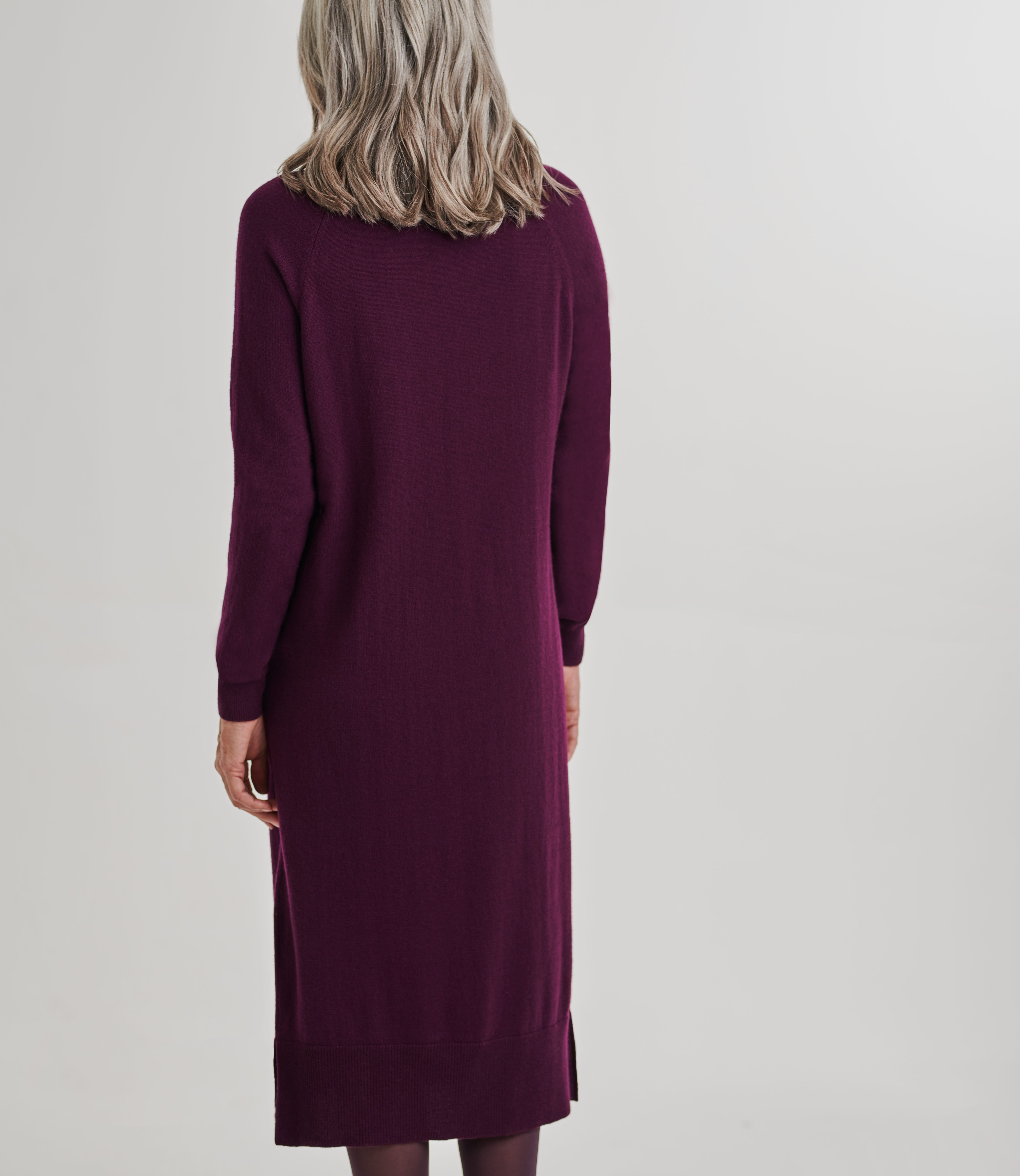 Dark Mulberry | Womens Merino Roll Neck Sweater Dress | WoolOvers US