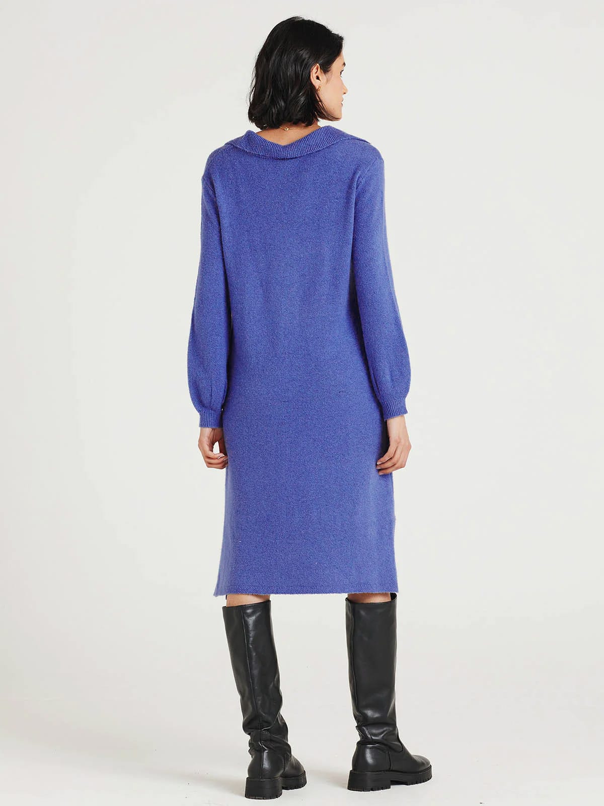 Periwinkle Blue | Corinia Organic Cotton Knitted Shift Dress | WoolOvers UK
