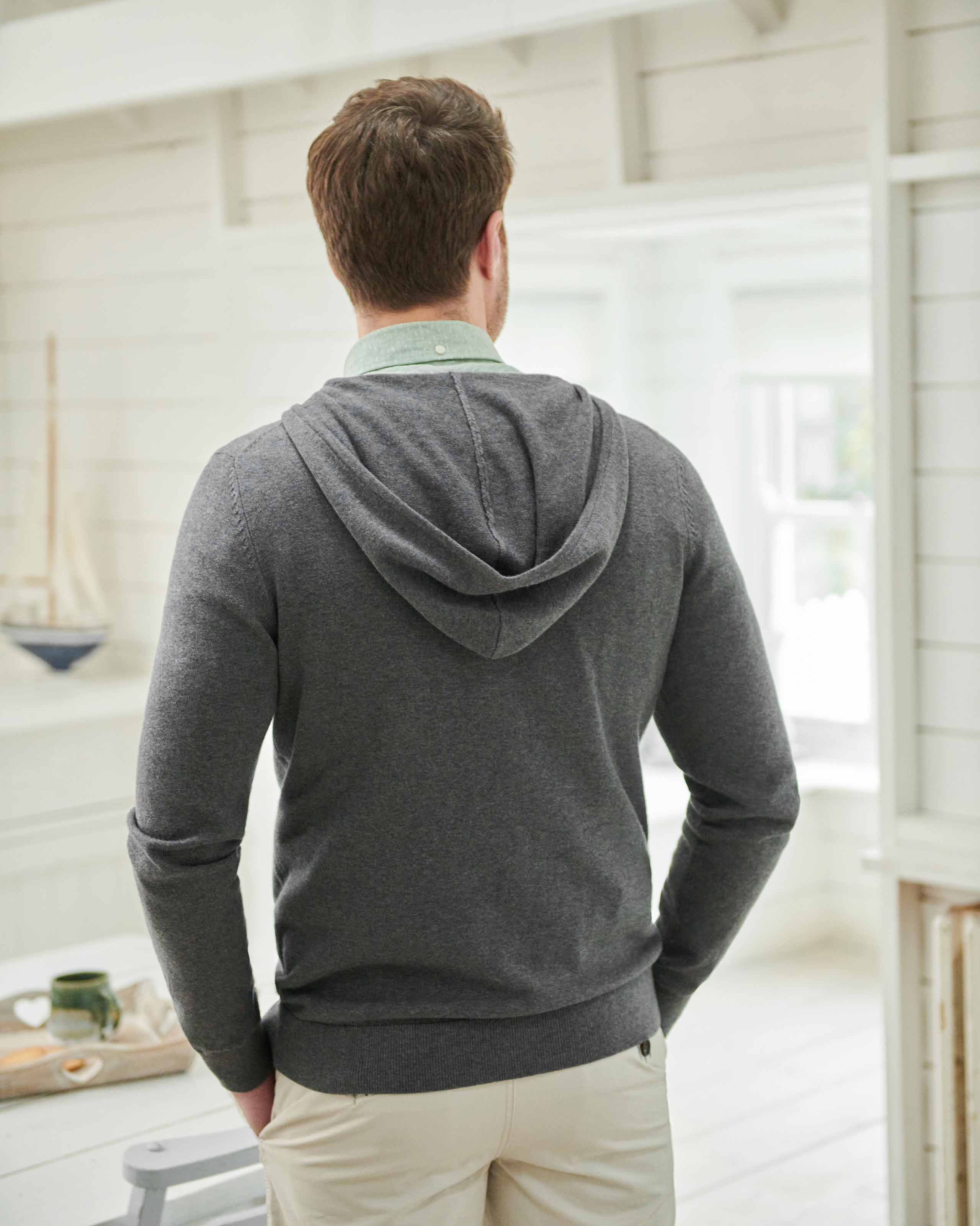 Mid Grey Marl Organic Cotton Cashmere Hoodie Woolovers Us 