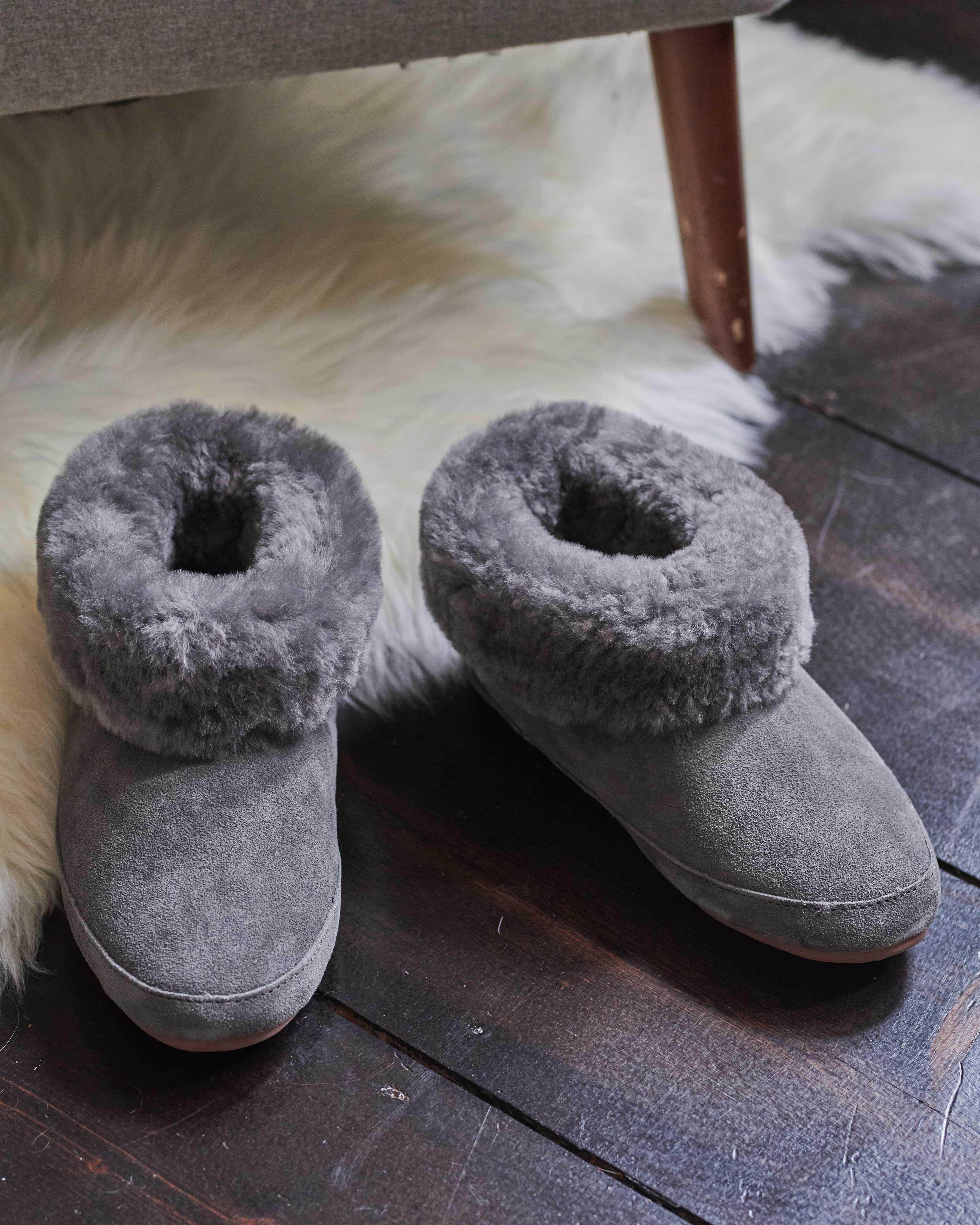 Grey | Sheepskin Slipper Boot | WoolOvers UK