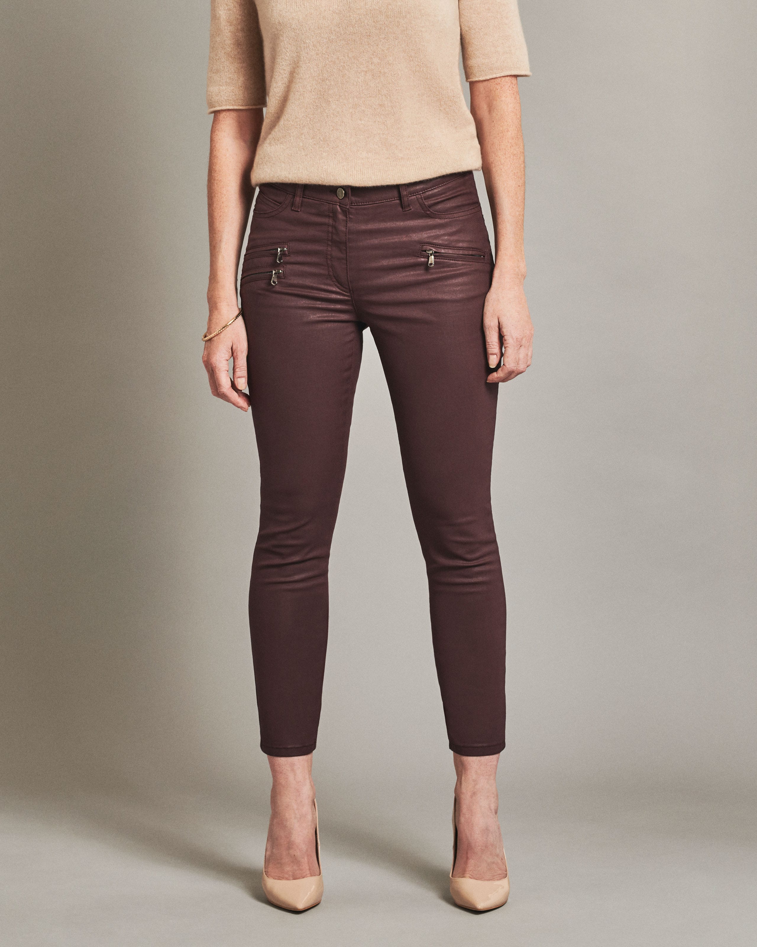 Burgundy | Coated Skinny Jean | WoolOvers US