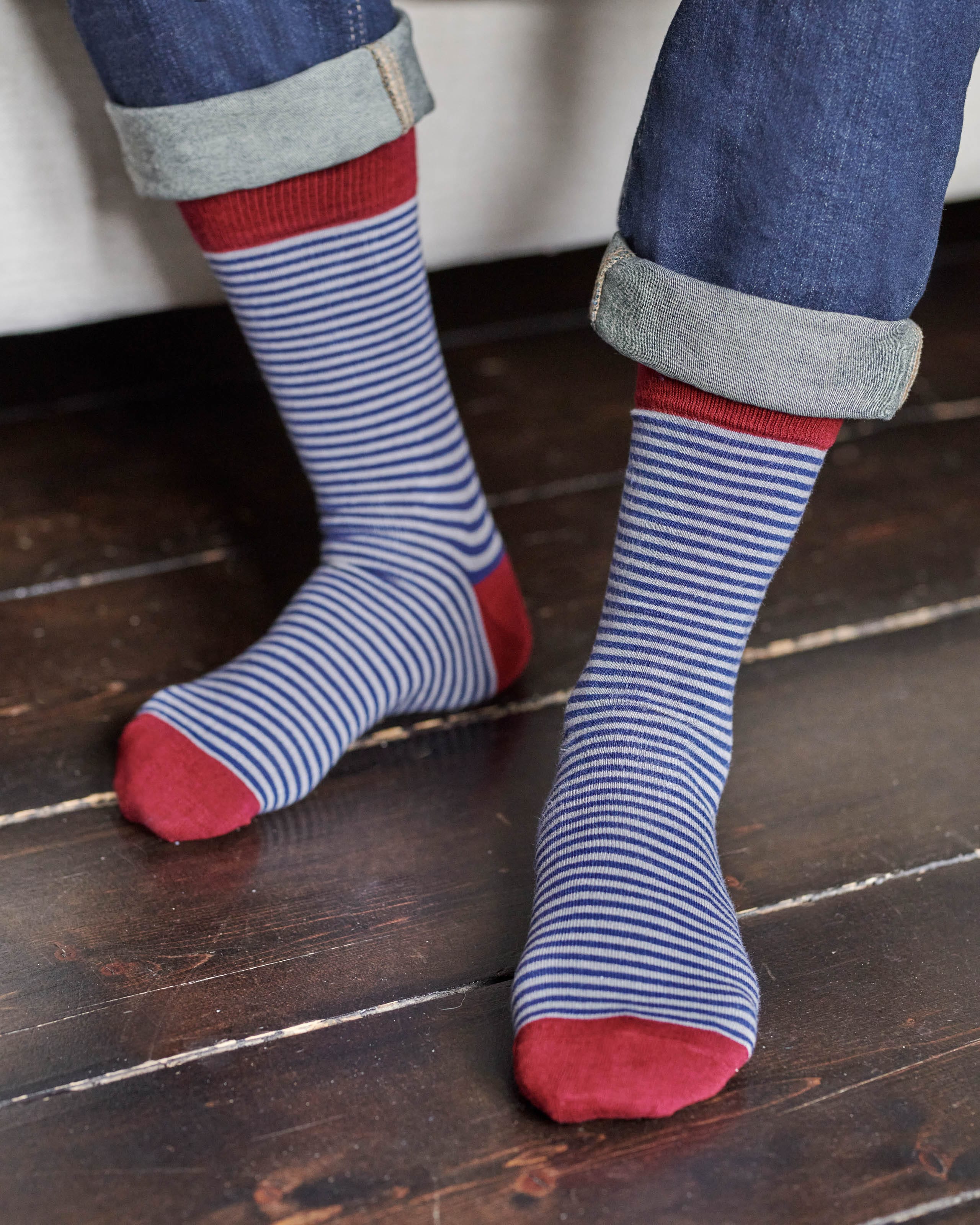 Purple Grey Stripe | Mens Stripe Bamboo Sock | WoolOvers UK