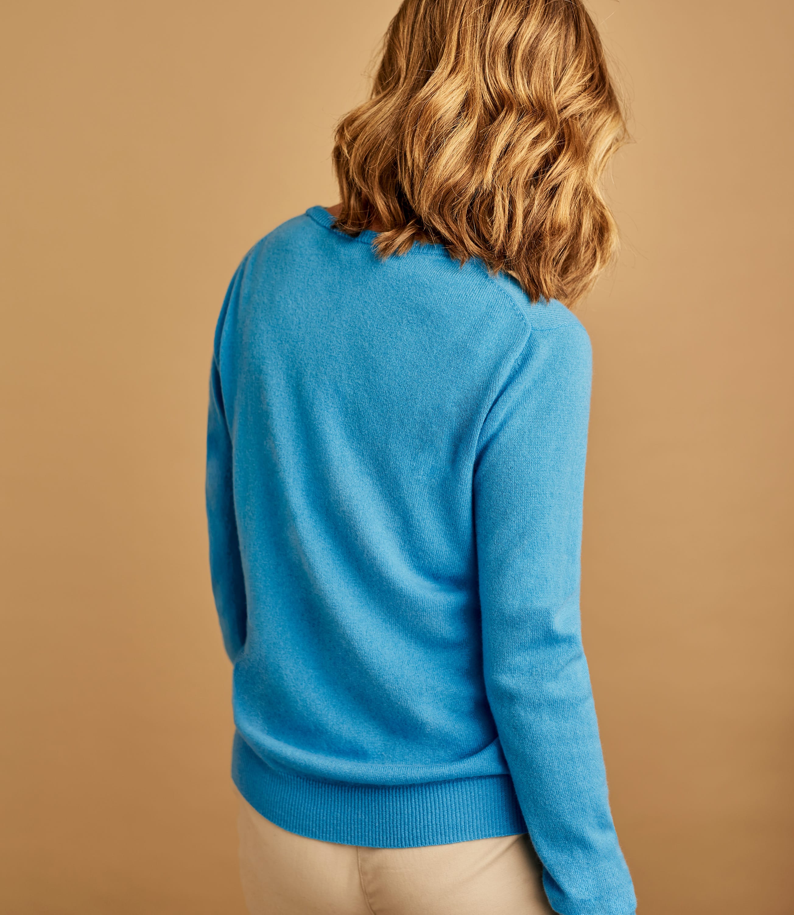 Bright Blue | Cashmere & Merino Crew Neck Knitted Jumper | WoolOvers UK