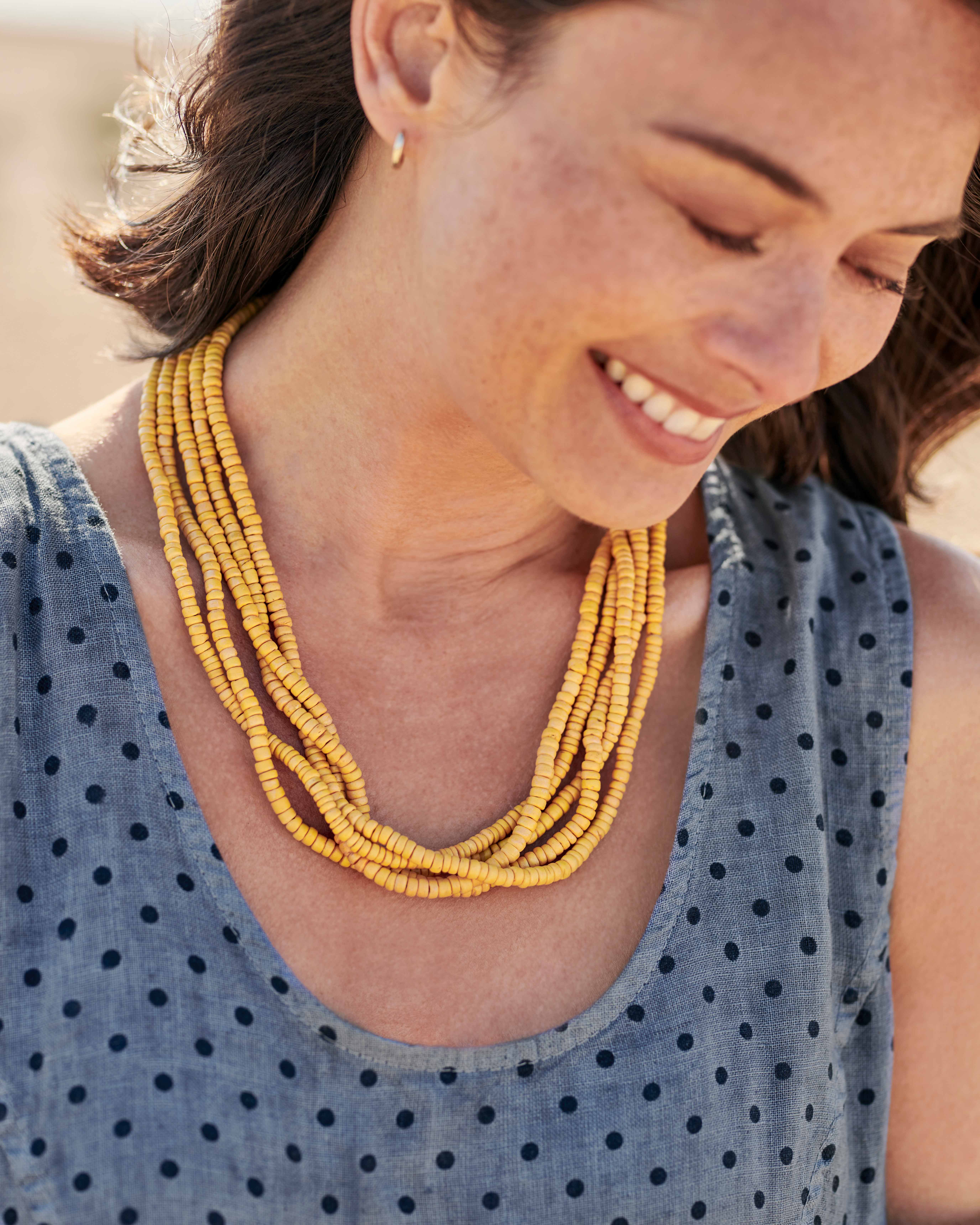 Mustard Beaded Knot Necklace WoolOvers US