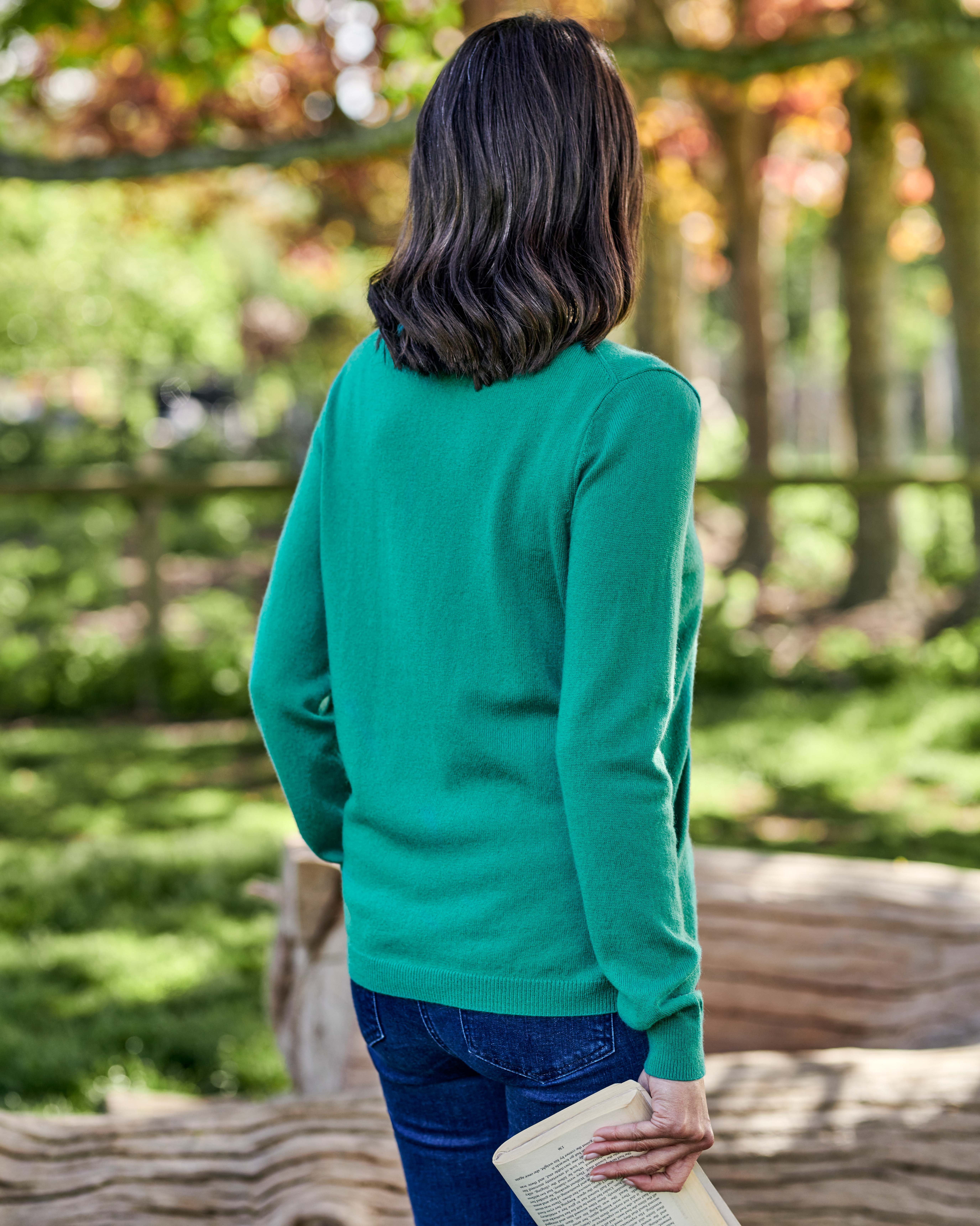 Viridian Green | Cashmere Merino Classic V Neck Cardigan | WoolOvers UK