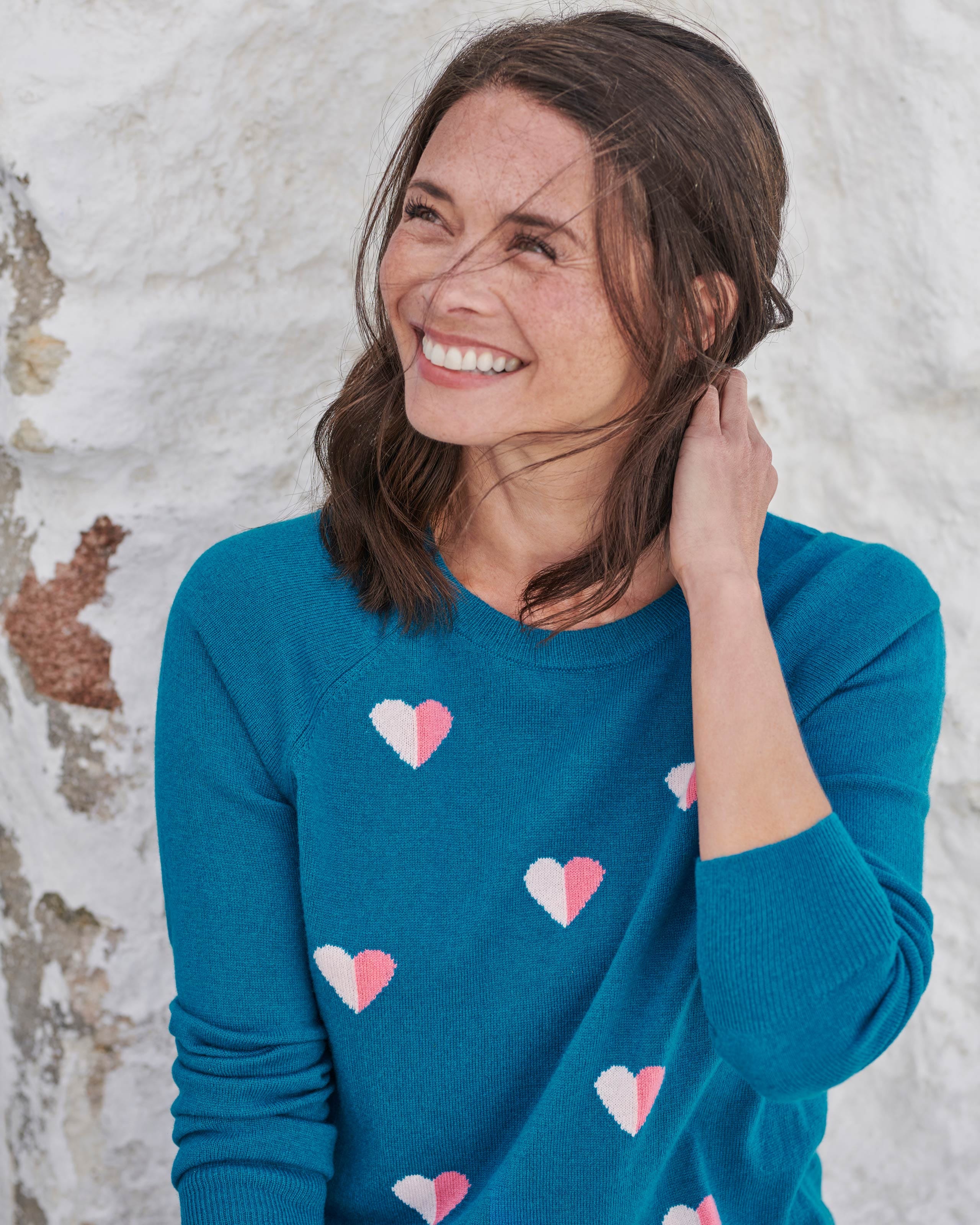 Bright Teal Heart Jumper WoolOvers AU