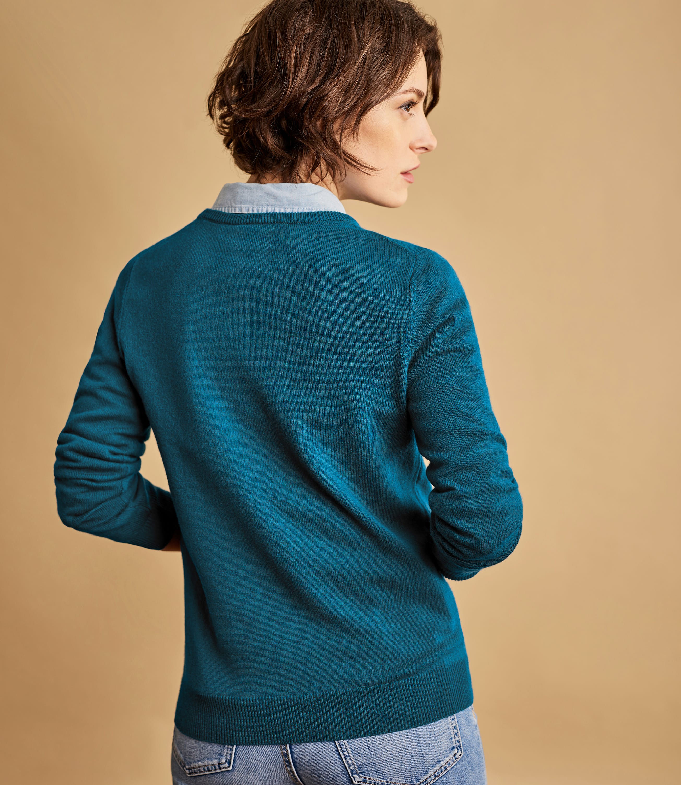 Midnight Green | Womens Cashmere & Merino Crew Neck Knitted Sweater