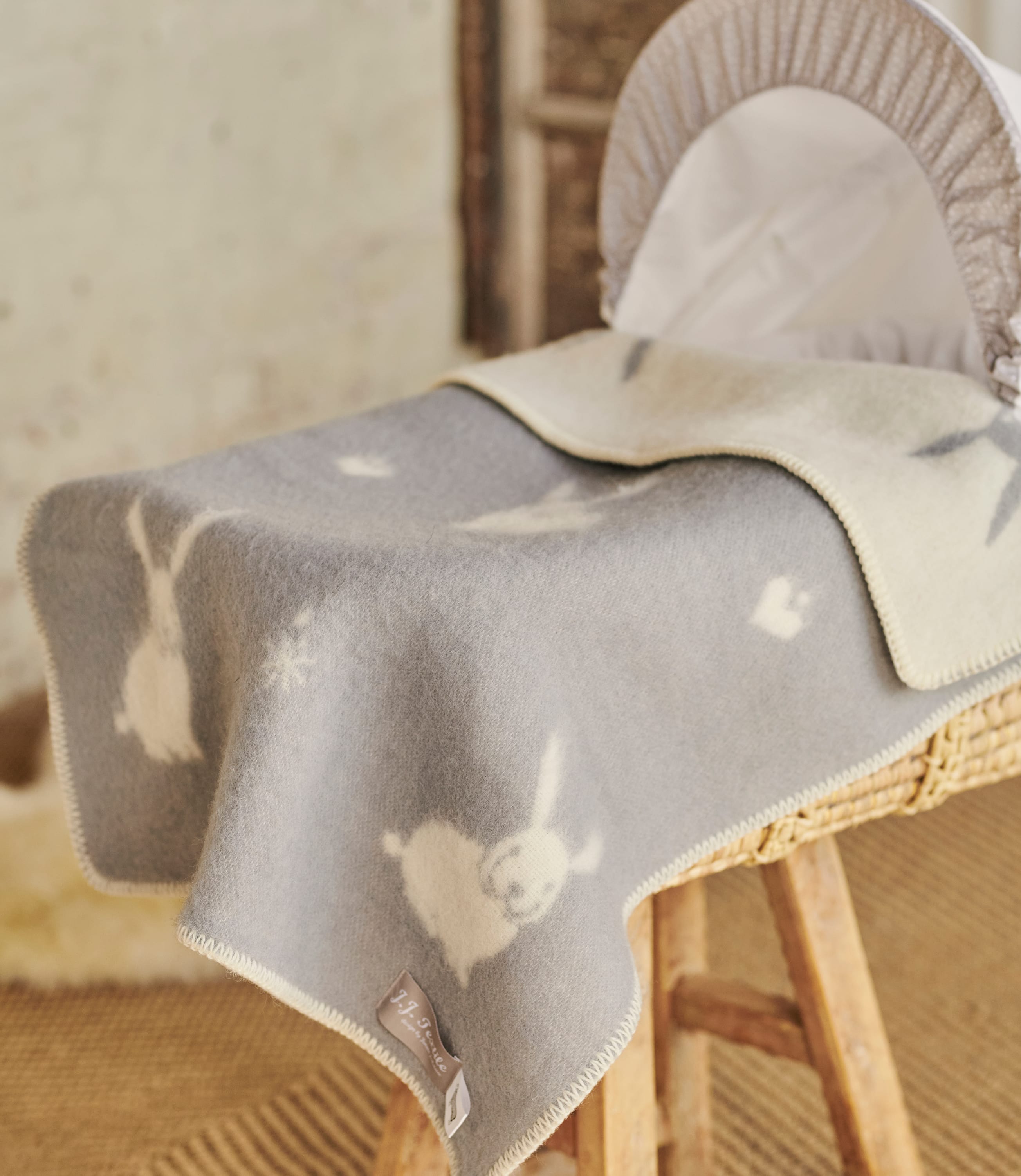 Grey Bunny Little Blanket WoolOvers UK
