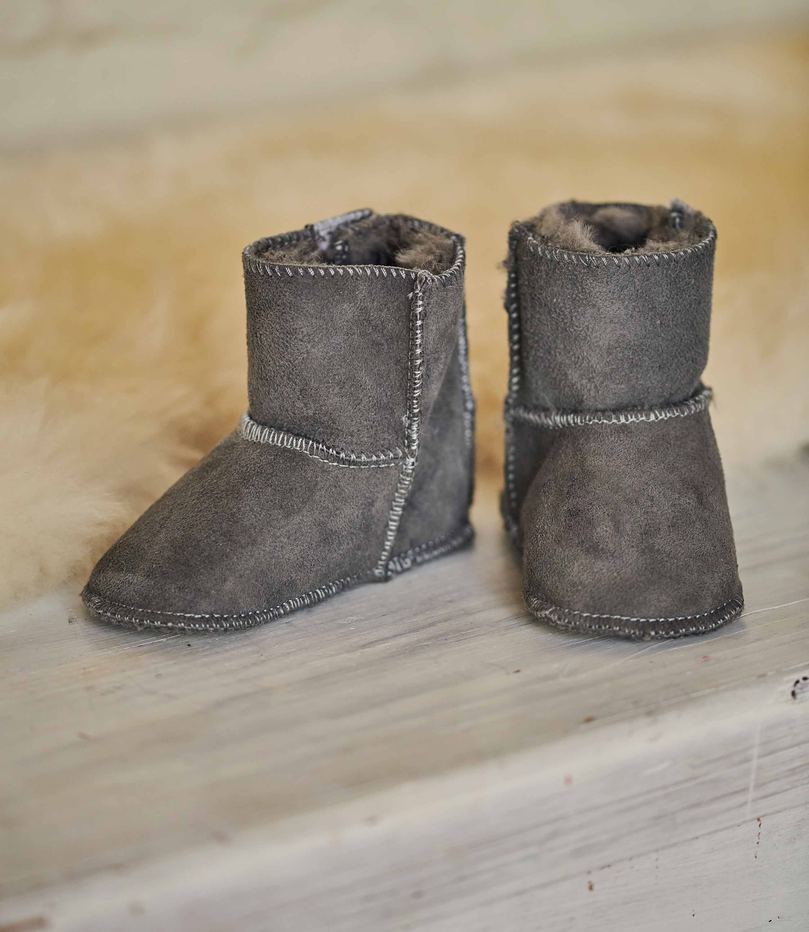 Grey 100% Sheepskin | Soft Sole Pram Boot