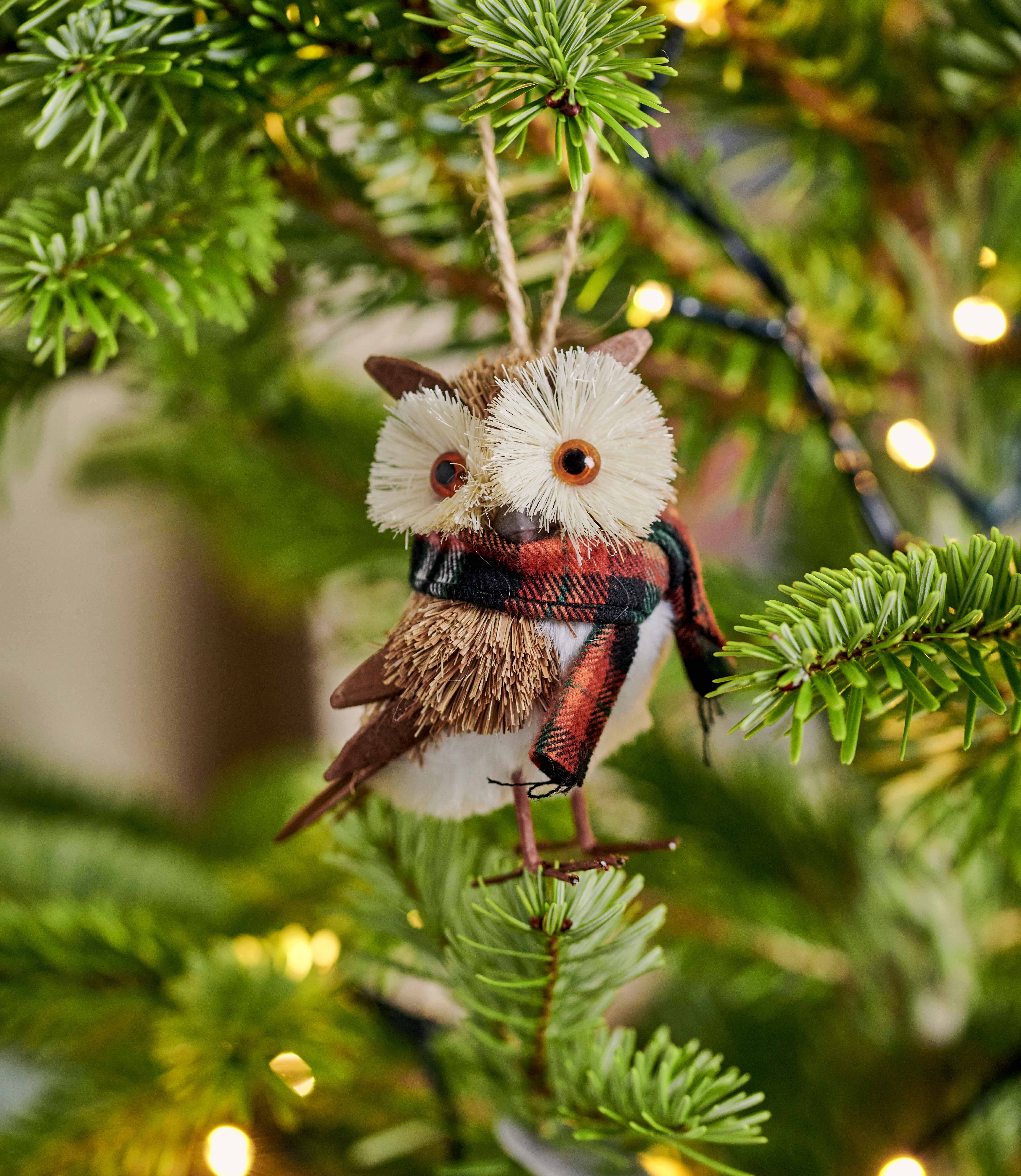 Natural  Woodland Owl Christmas Decoration  WoolOvers UK