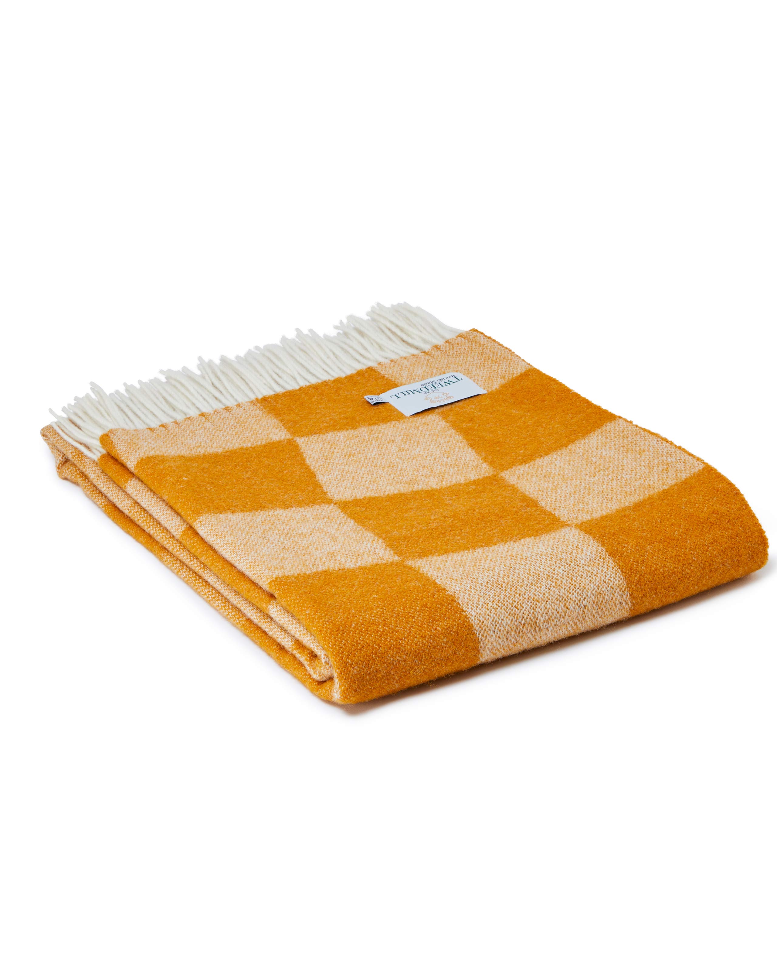 Gold | Pure Wool Wavy Check Throw | WoolOvers UK