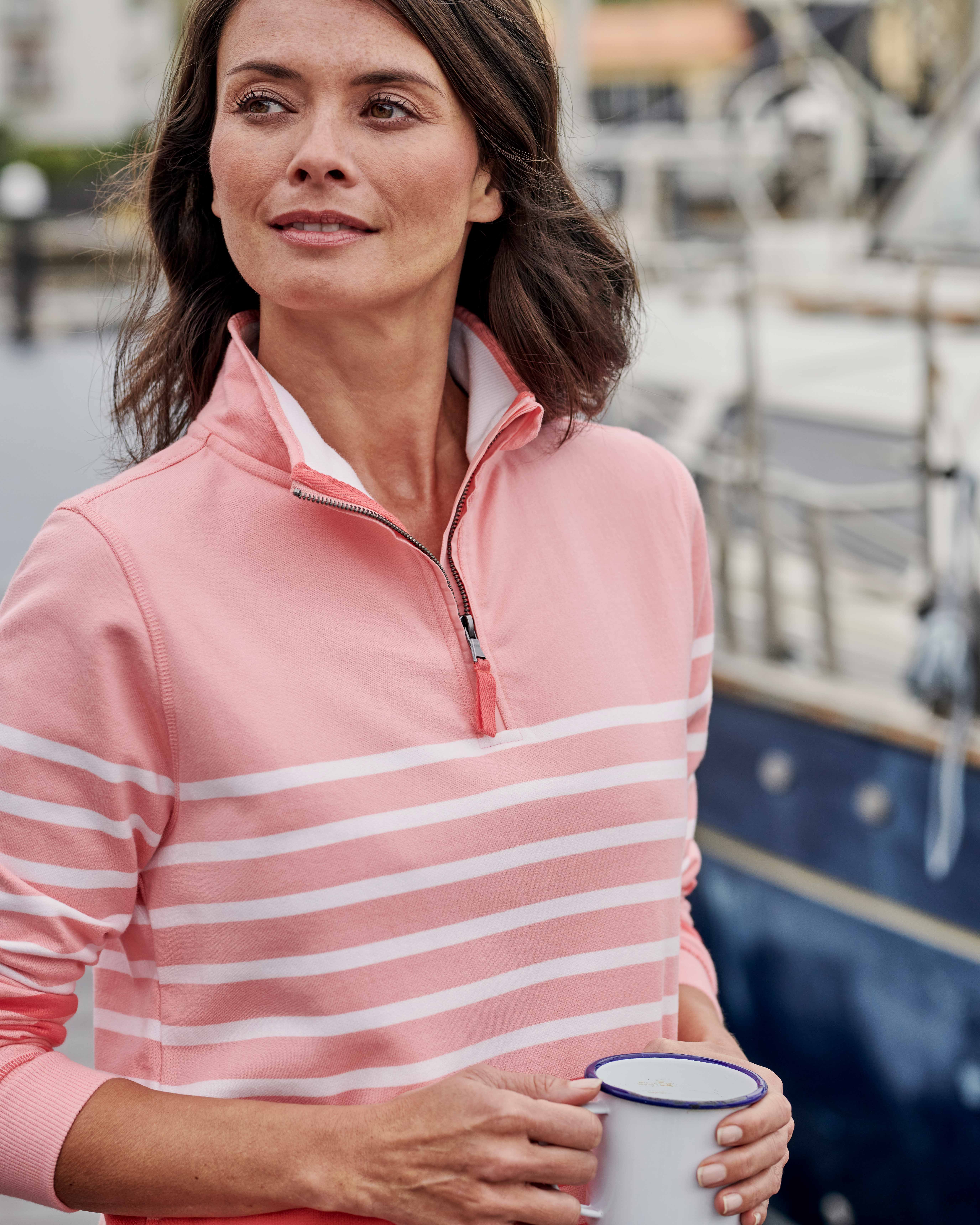 Sweat fin rayé ample Iconic CORALIE - Lilas