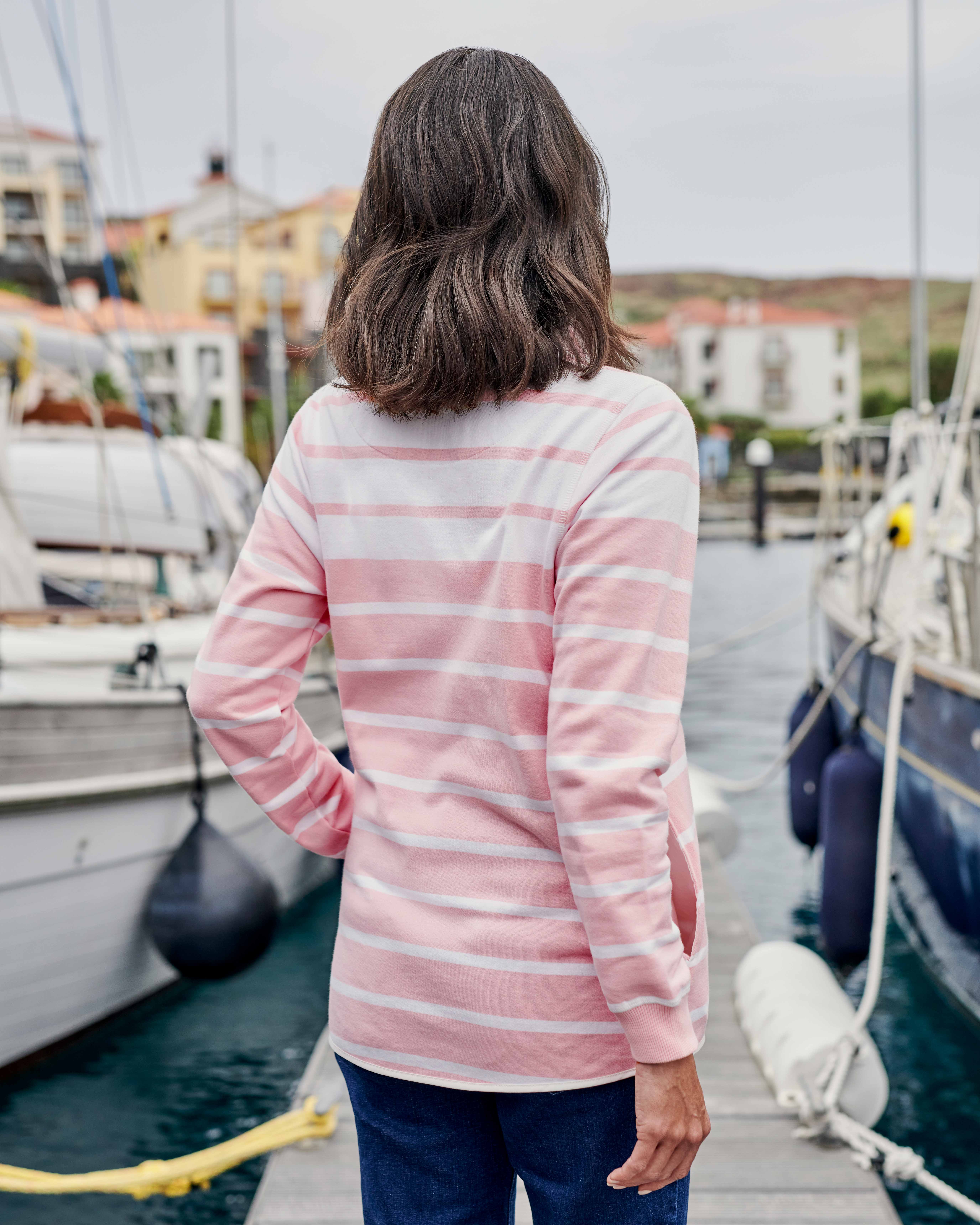 Pink Stripe Quarter Zip Fleece Oversize Sweatshirt