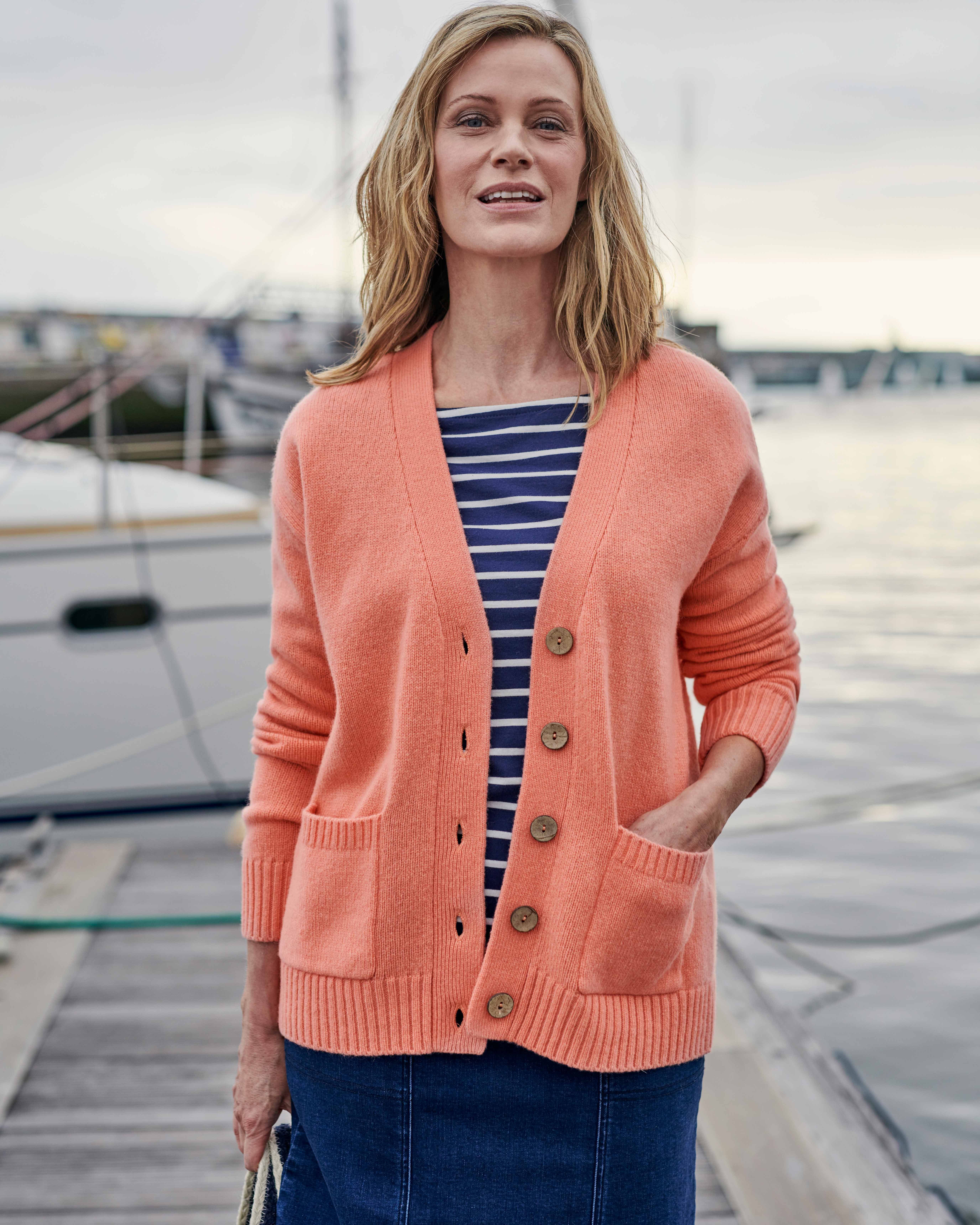 Apricot Pure Wool Easy Fit Cardigan WoolOvers AU