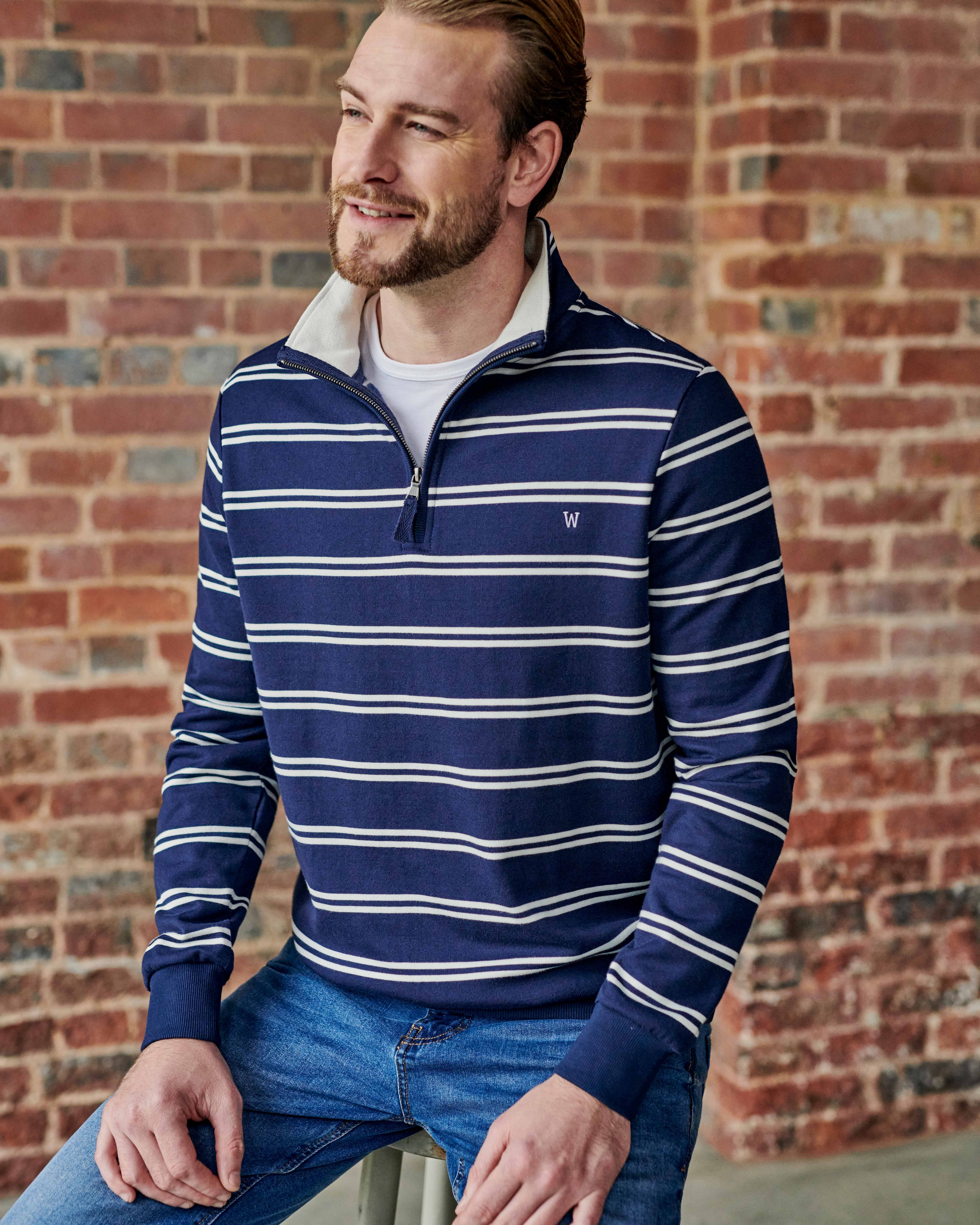 mens navy half zip jumper