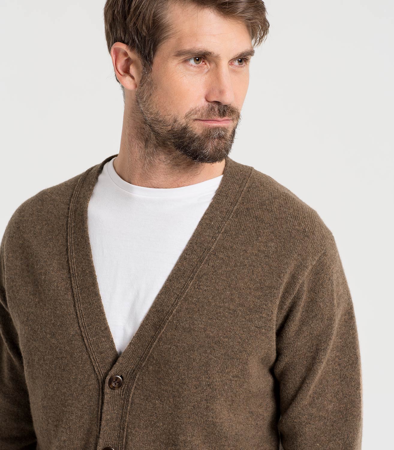 Wooded | Mens Lambswool V Neck Cardigan | WoolOvers US