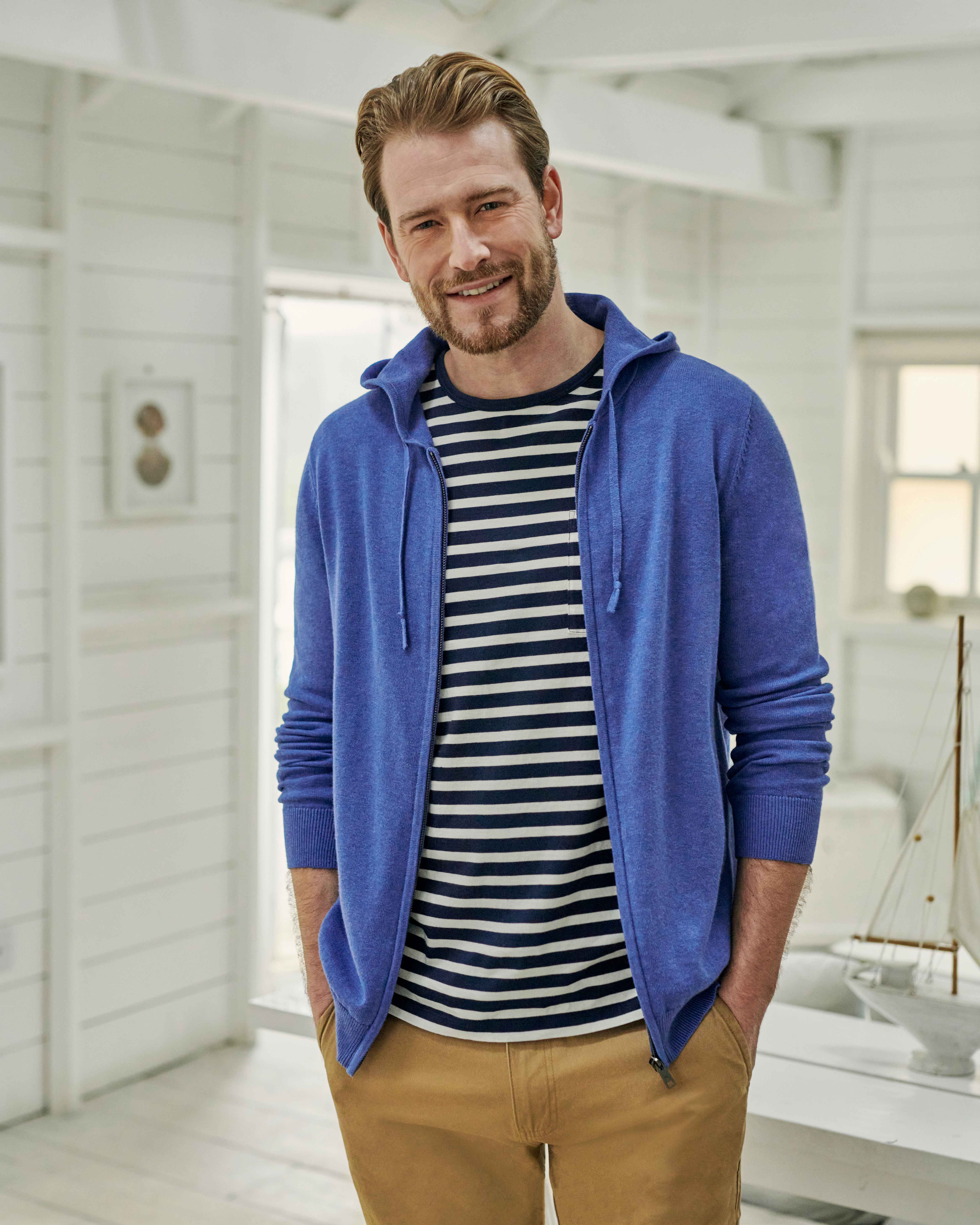 Echo Blue | Organic Cotton Cashmere Mens Hoodie | WoolOvers UK