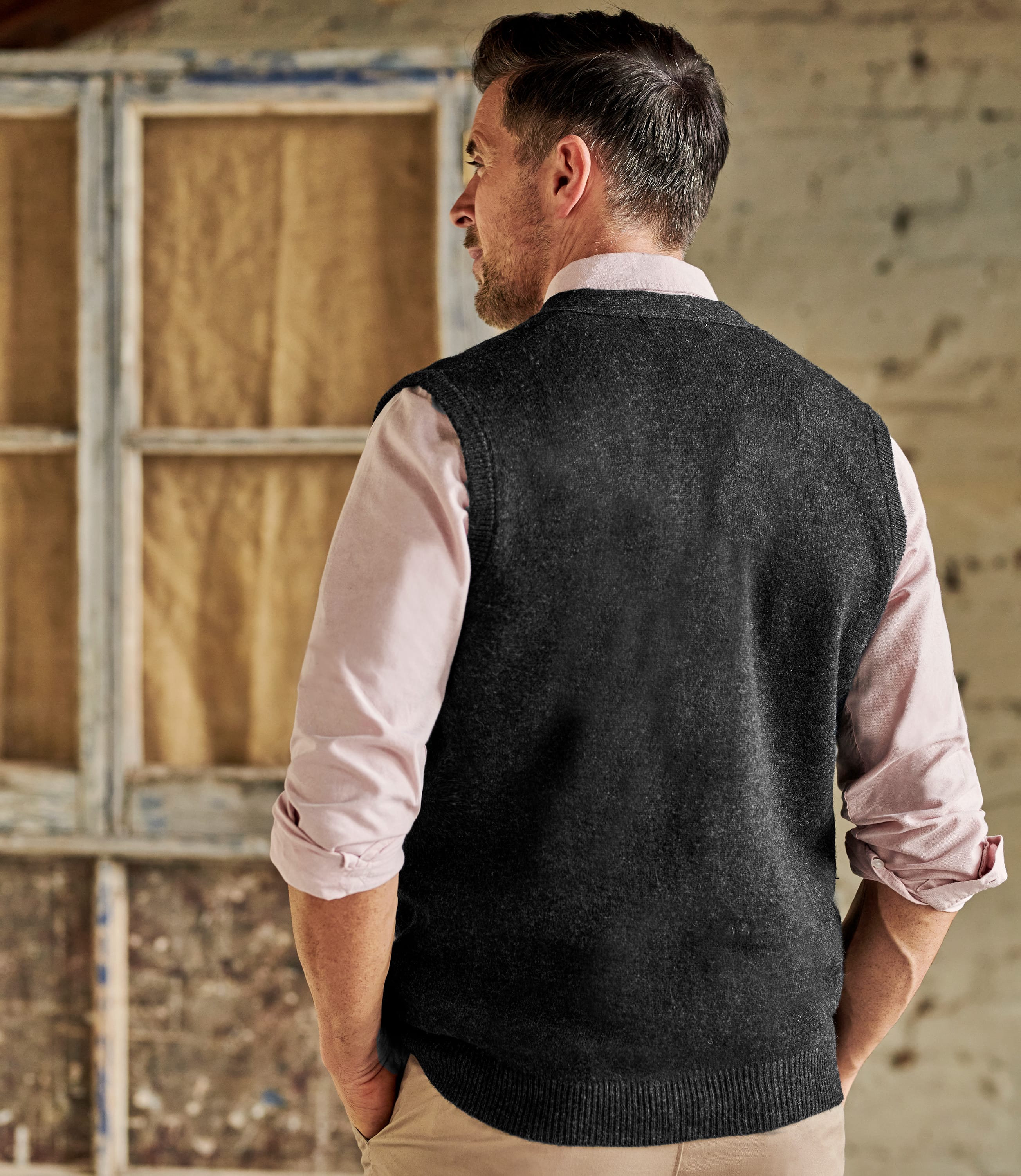 Charcoal Lambswool Knitted Vest WoolOvers US