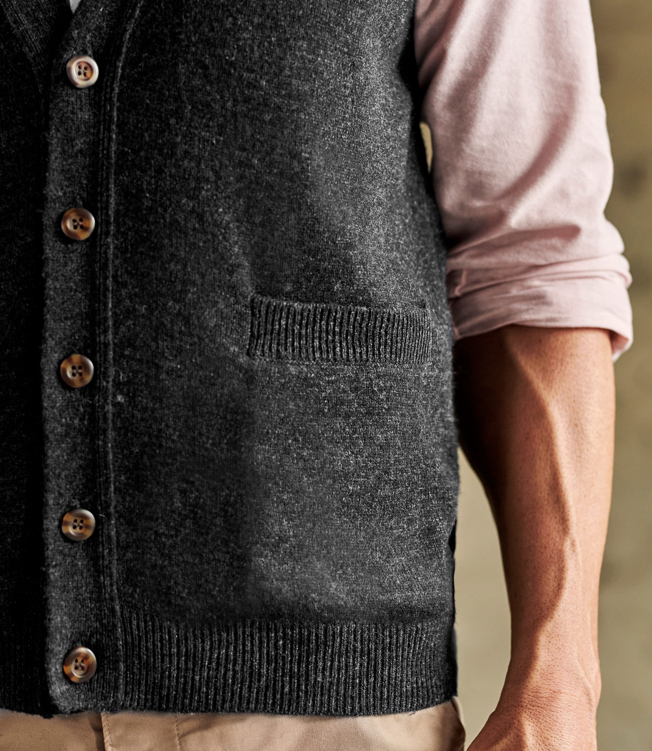 Charcoal Lambswool Knitted Waistcoat WoolOvers UK