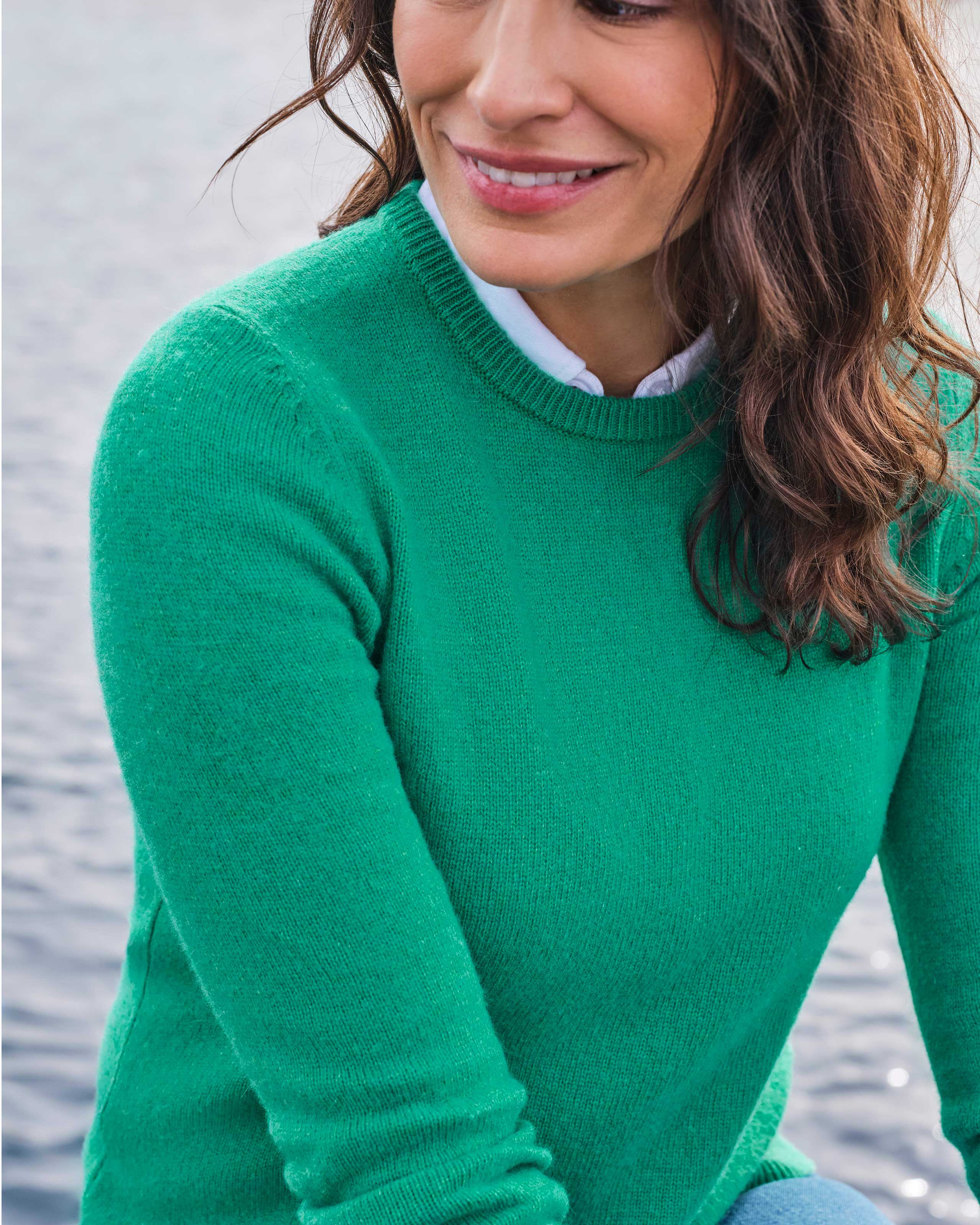 Bright Green Womens Lambswool Crew Woolovers Au 1508