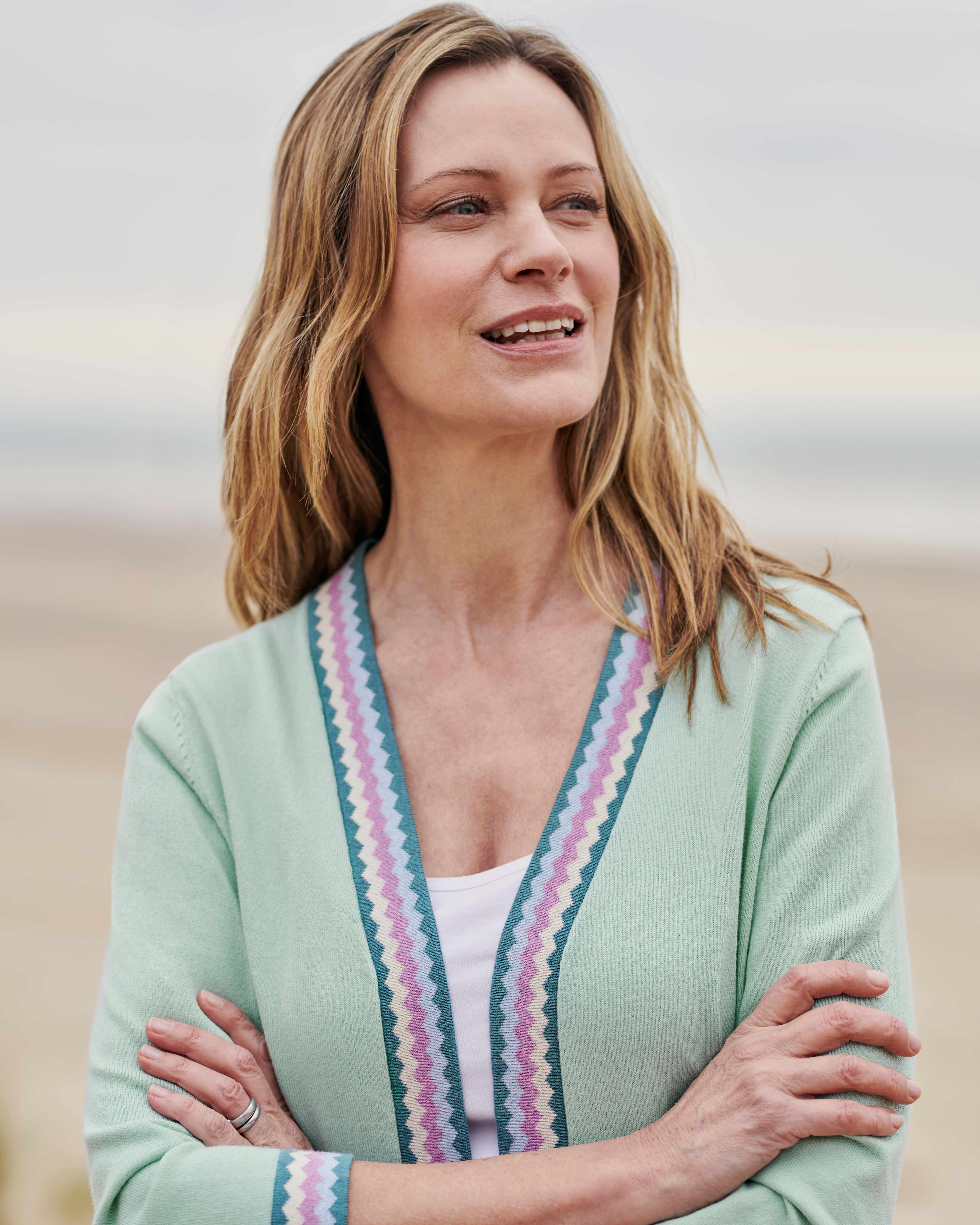 Sea Breeze Multi | Organic Cotton Chevron Placket Cover Up | WoolOvers AU