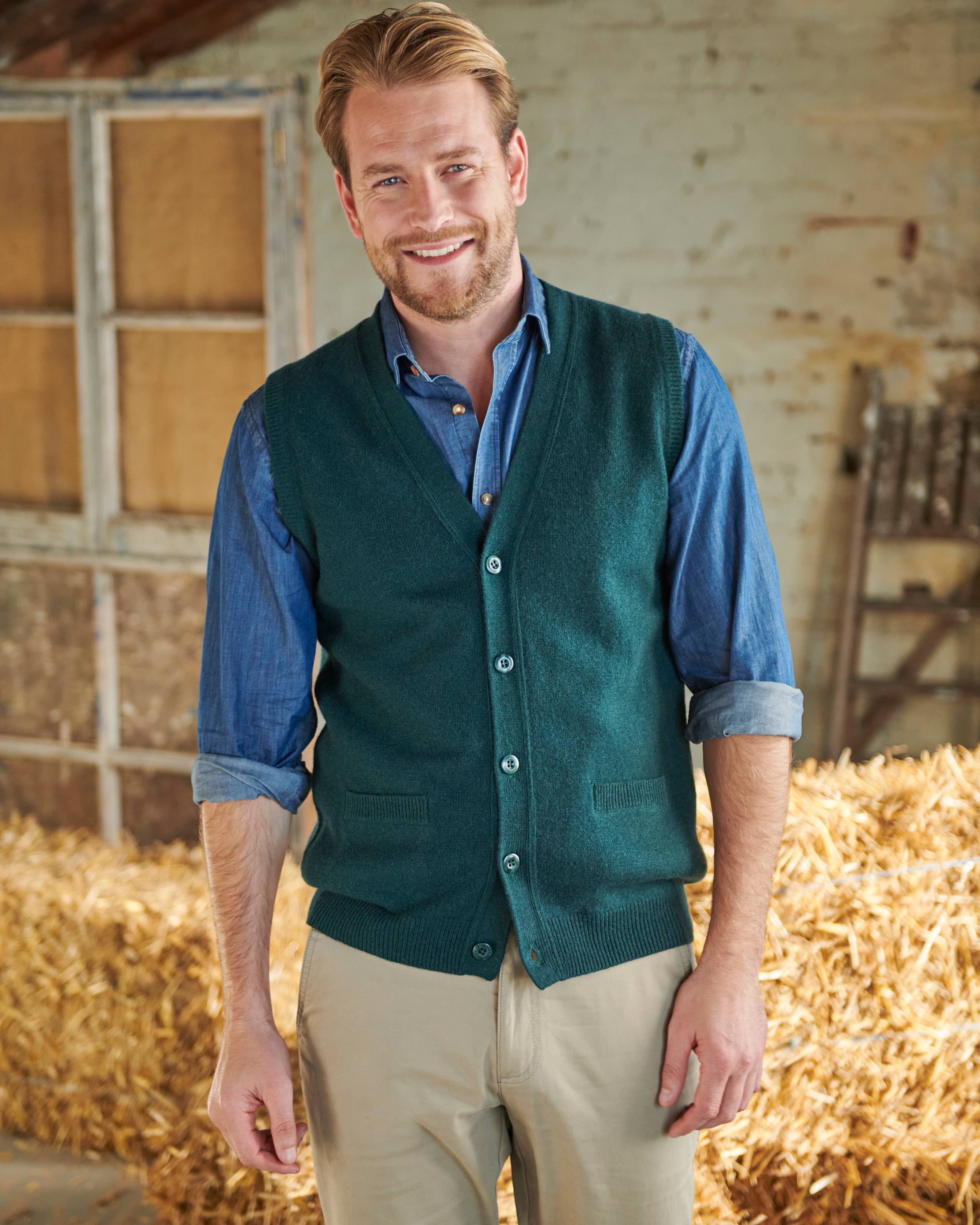 Charcoal Mens Lambswool Vest WoolOvers US
