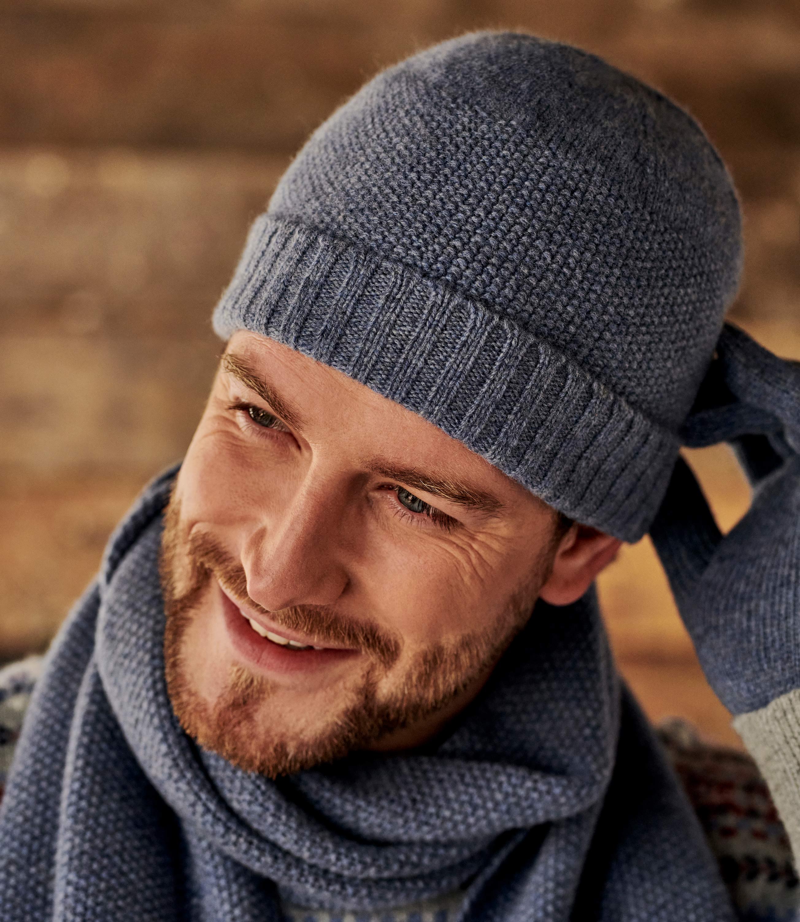 Denim Marl Pure Lambswool | Mens Essential Lambswool Hat