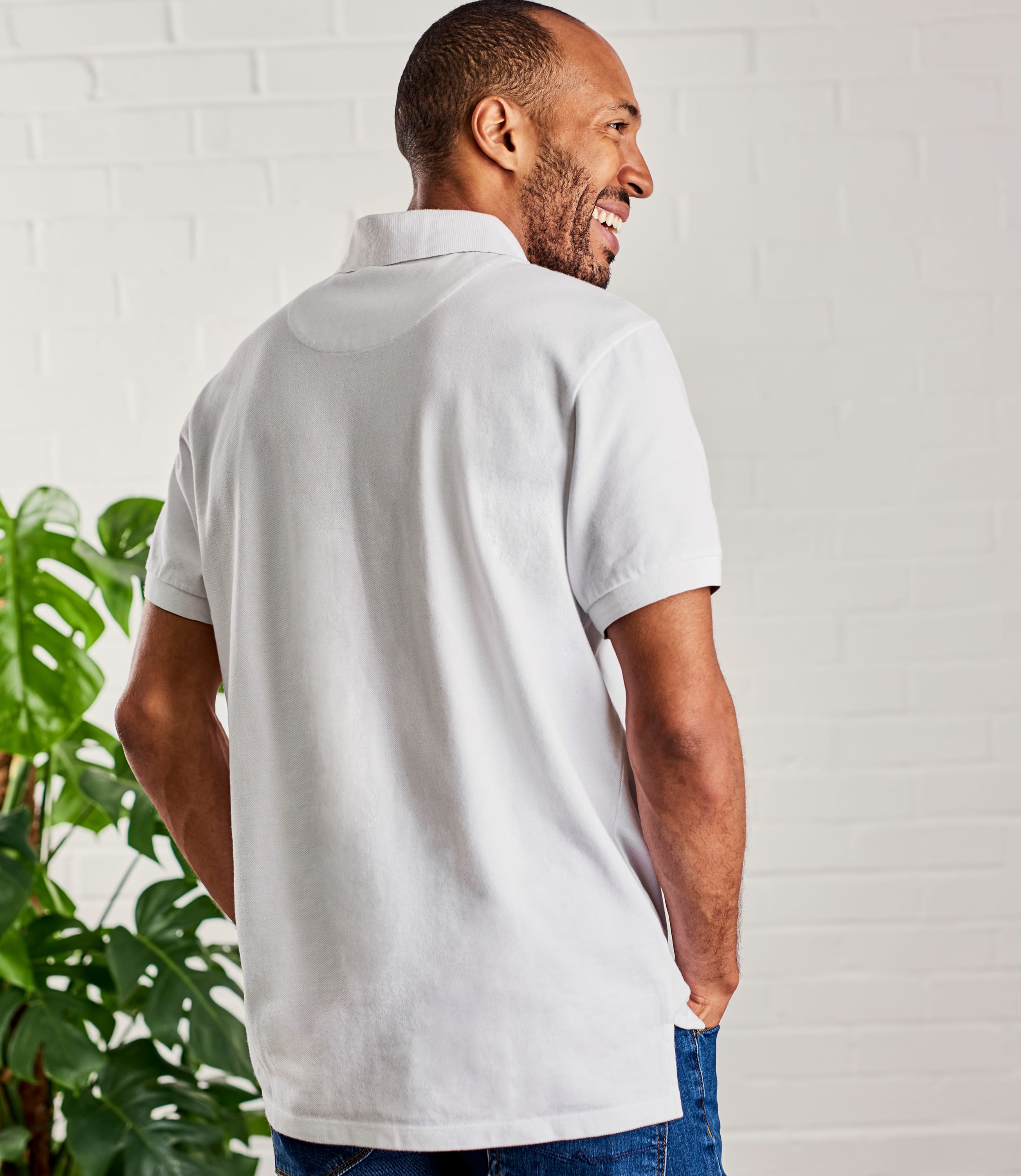 White | Mens Polo Top | WoolOvers UK