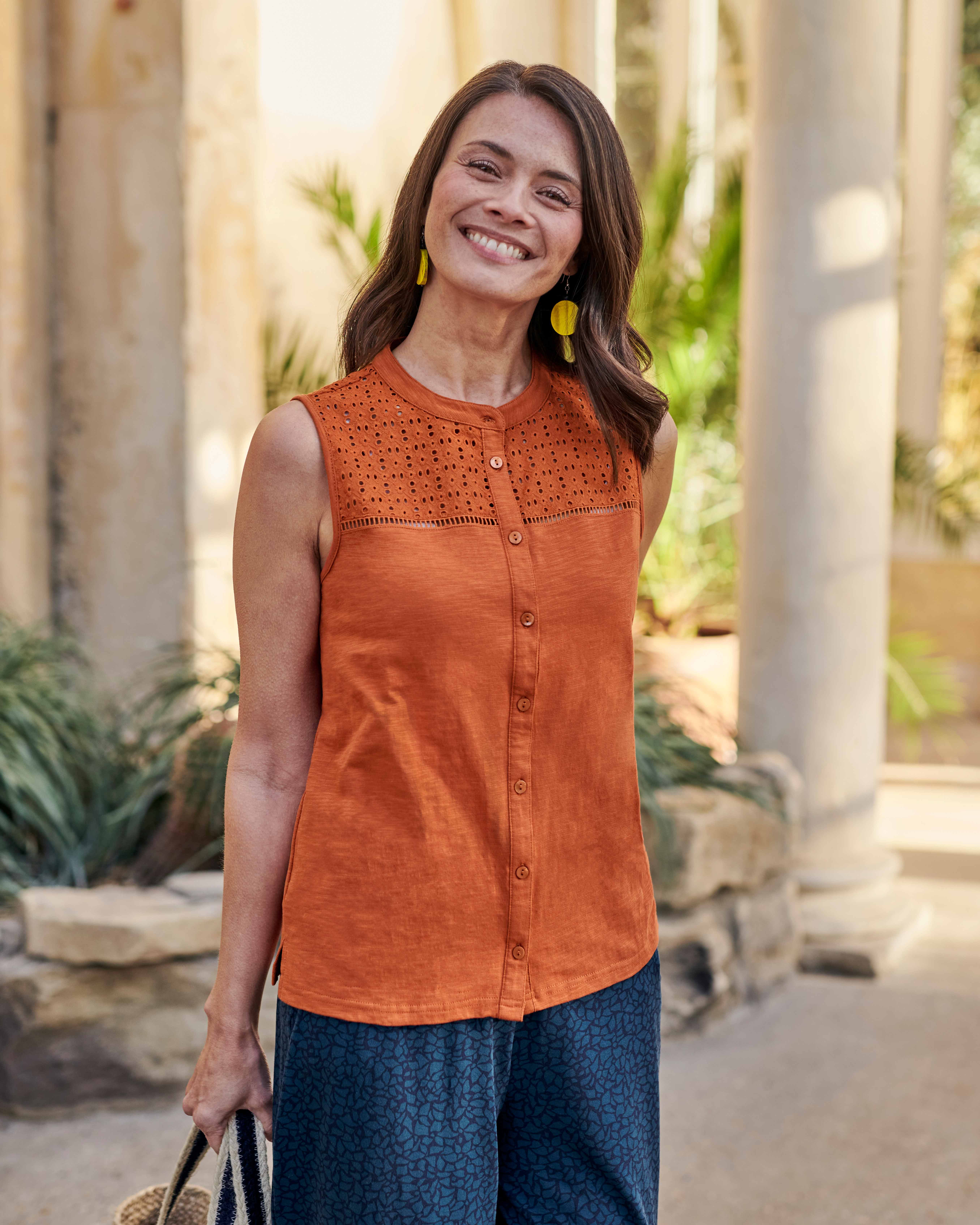 Rust Sleeveless Jersey Shirt WoolOvers US