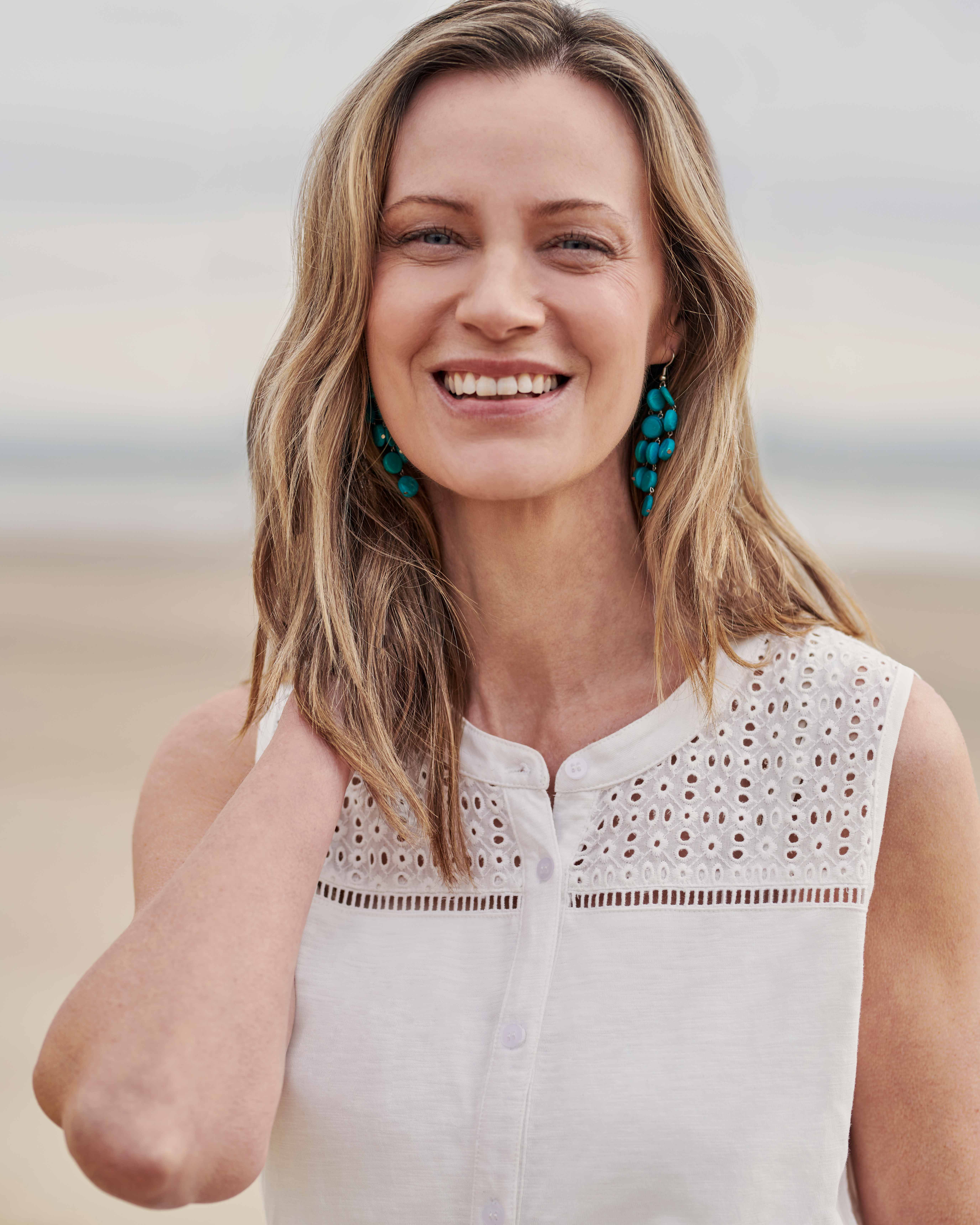 White Sleeveless Jersey Shirt WoolOvers UK