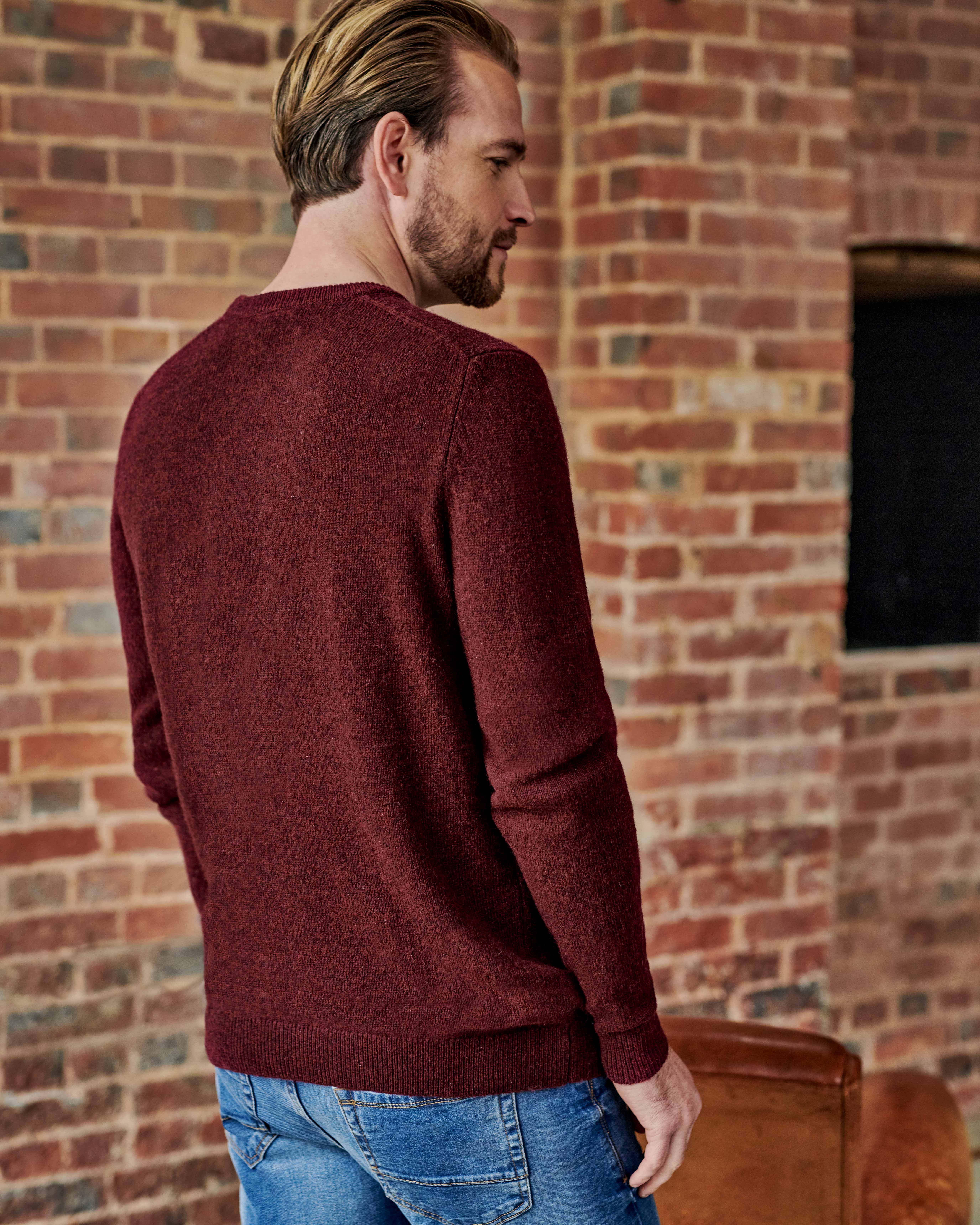 Merlot | Pure Lambswool Knitted Crew Neck Sweater | WoolOvers US