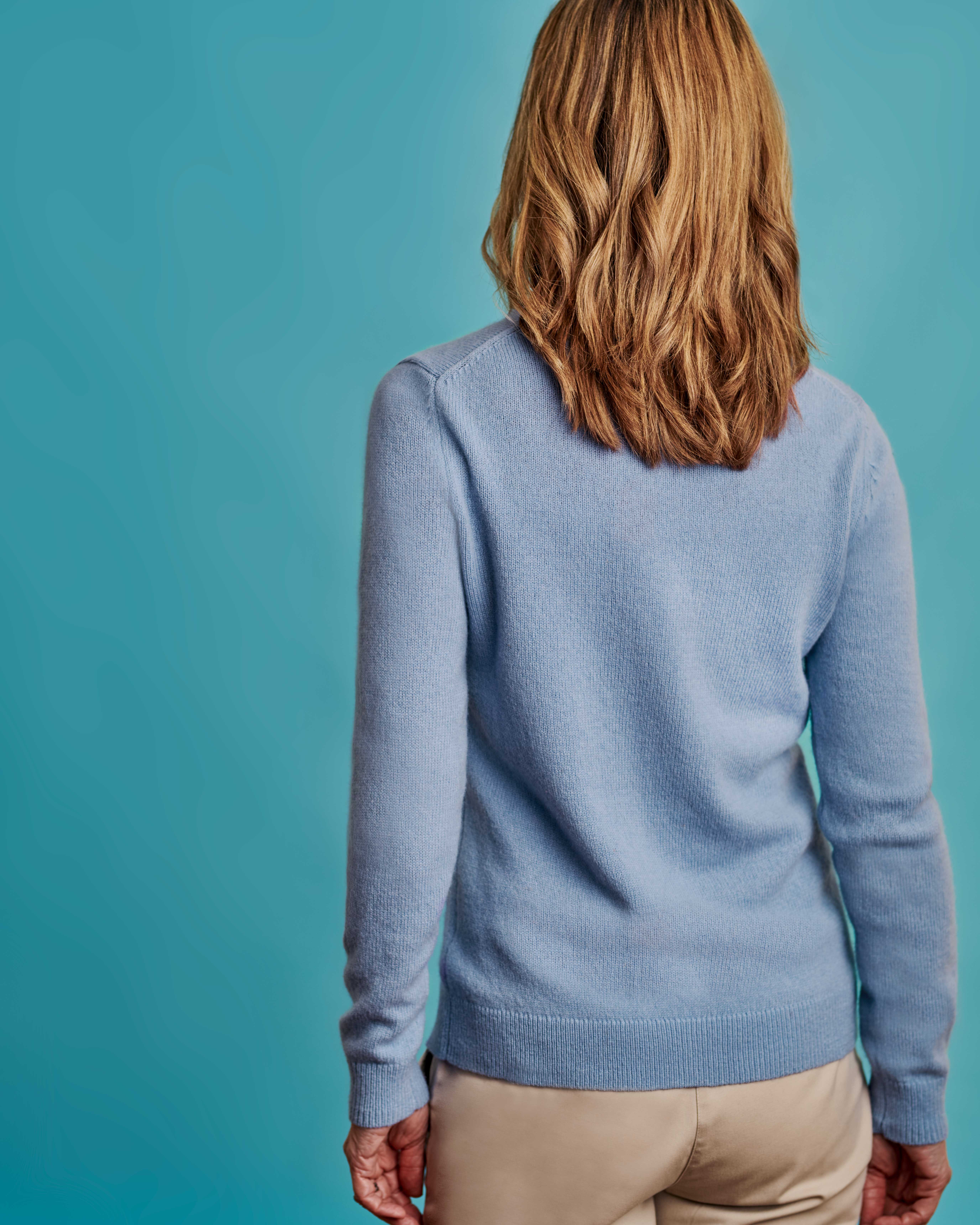 Periwinkle Lambswool Classic V Neck Sweater WoolOvers US