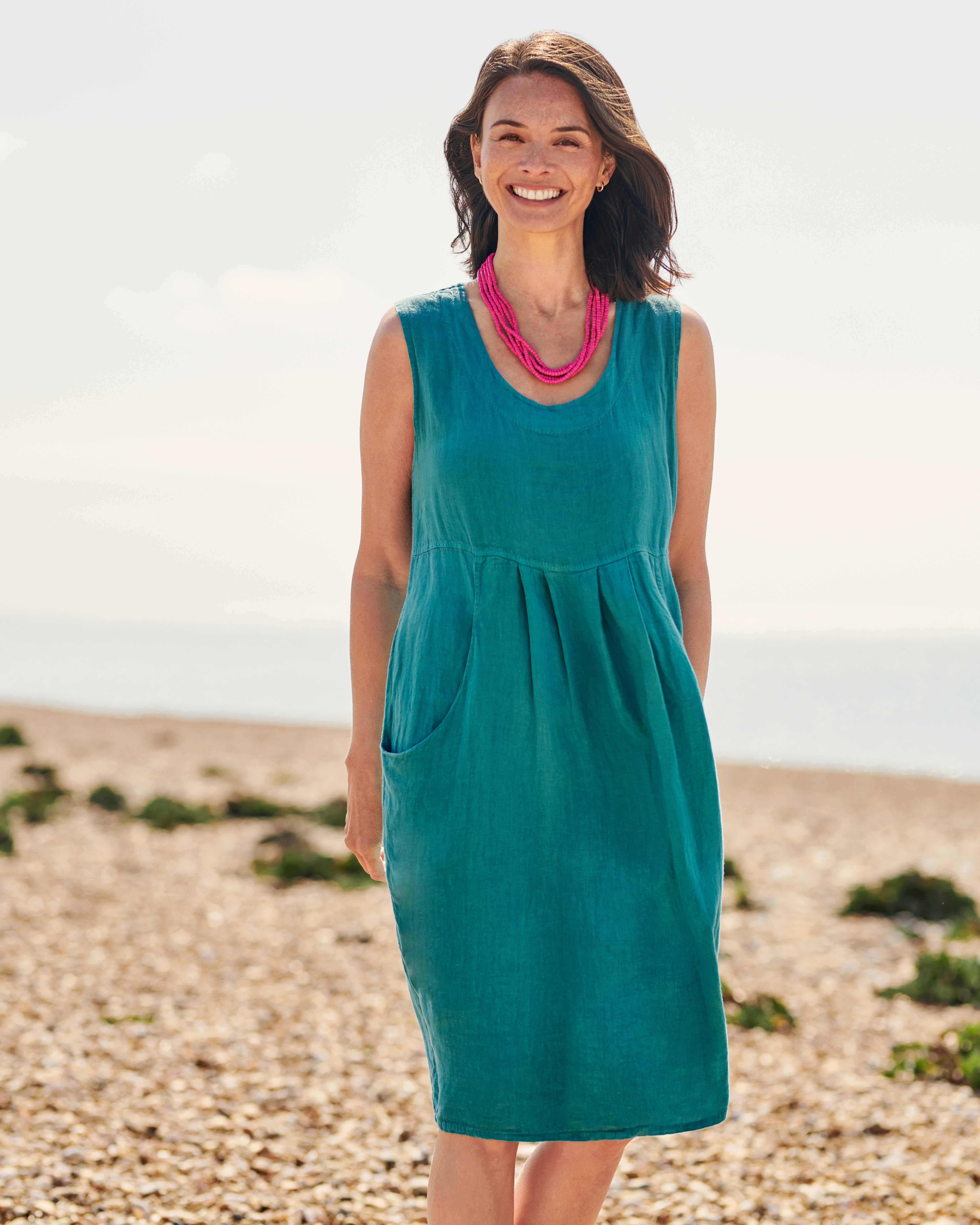 Ocean Teal | Sleeveless Linen Tunic | WoolOvers UK
