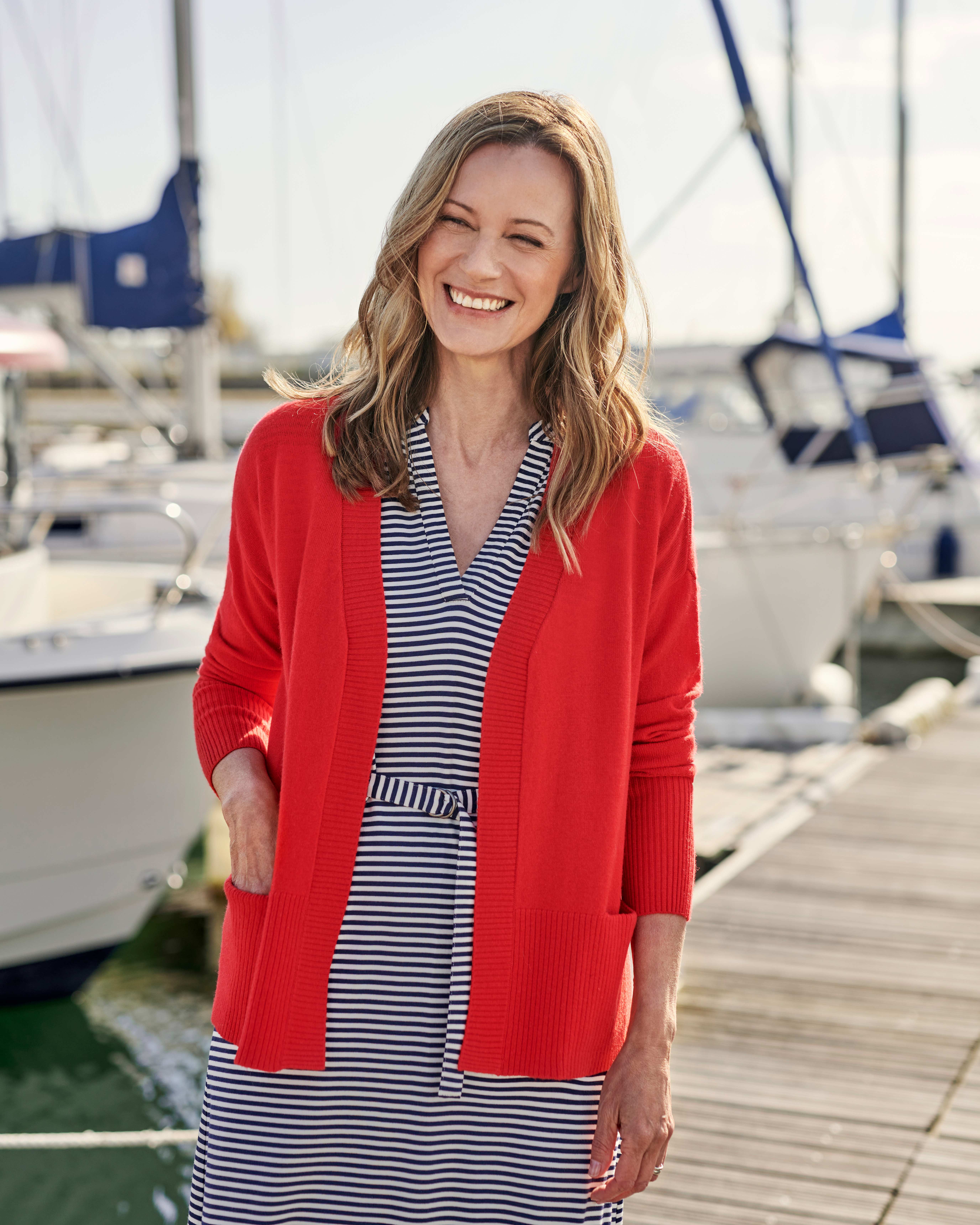 Candy Apple Red | Edge To Edge Cashmere Merino Ribbed Cardigan ...