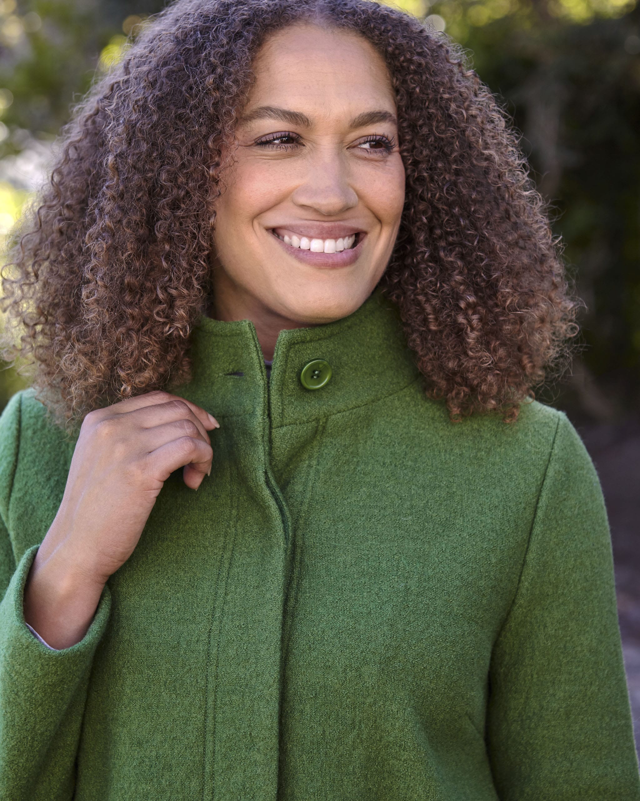 green boiled wool coat